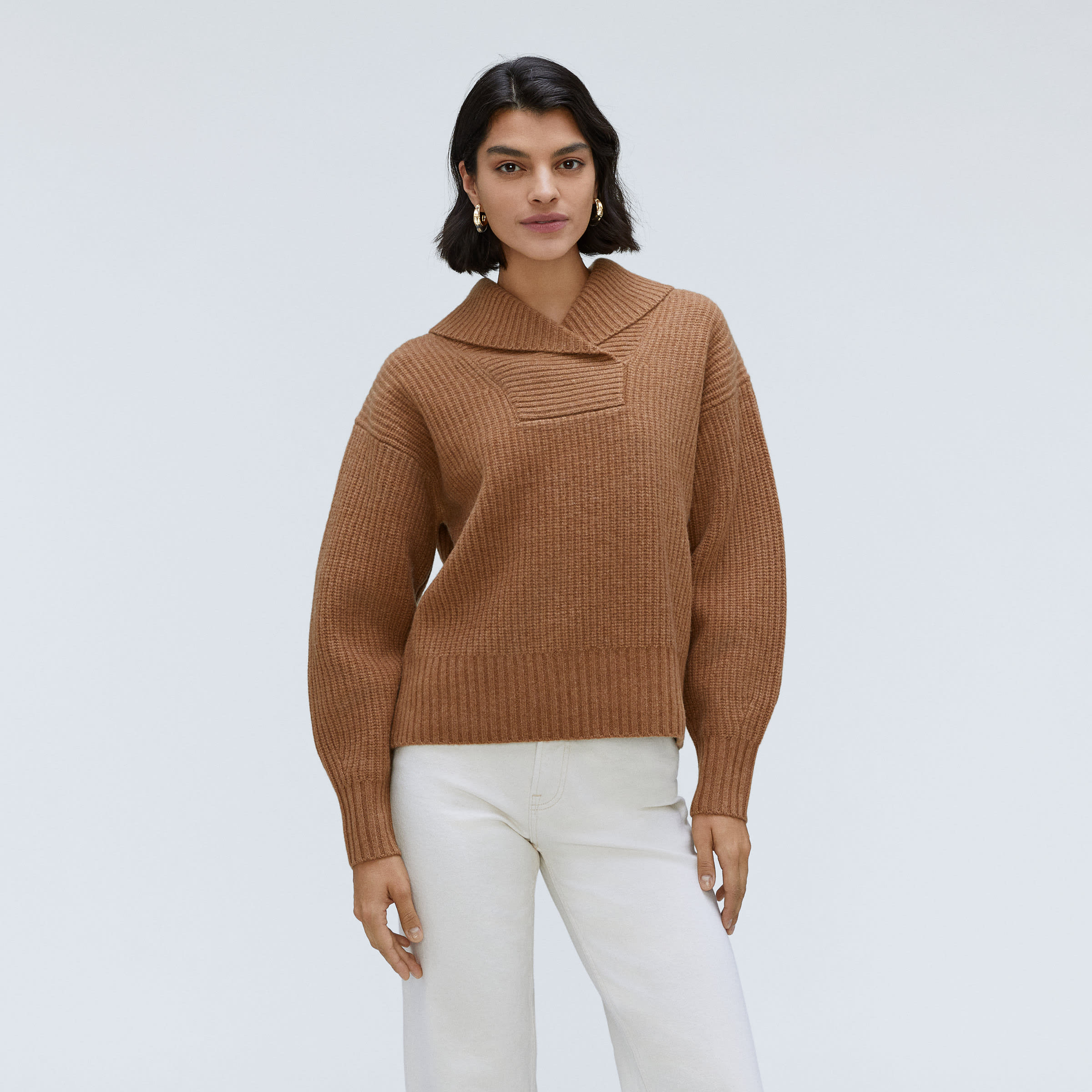 merino wool shawl collar sweater