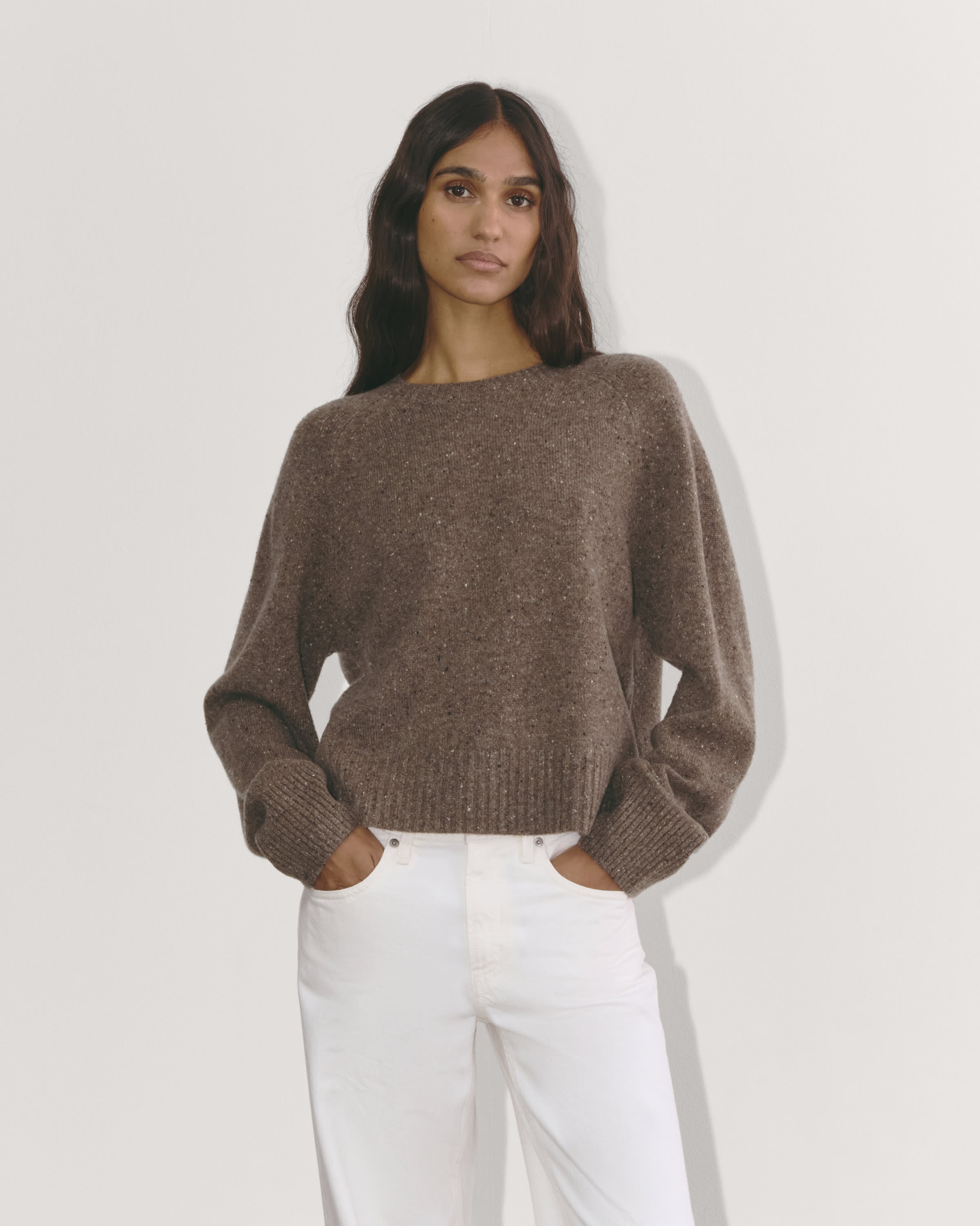 Everlane outlets The Cashmere Crew Cardigan in Acorn Brown Size XS