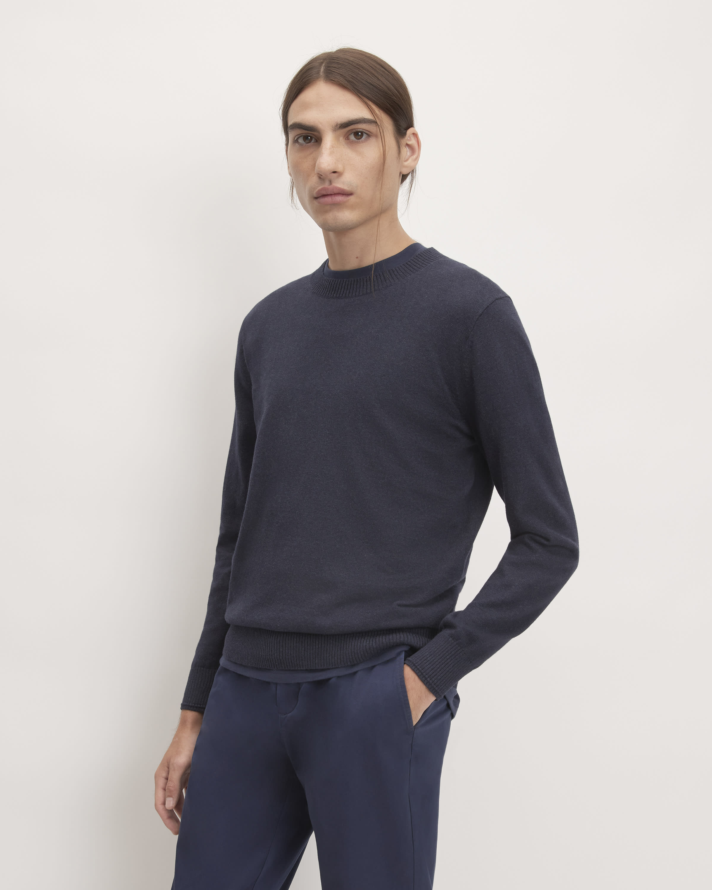 The NoSweat Sweater Uniform Heathered Midnight Everlane