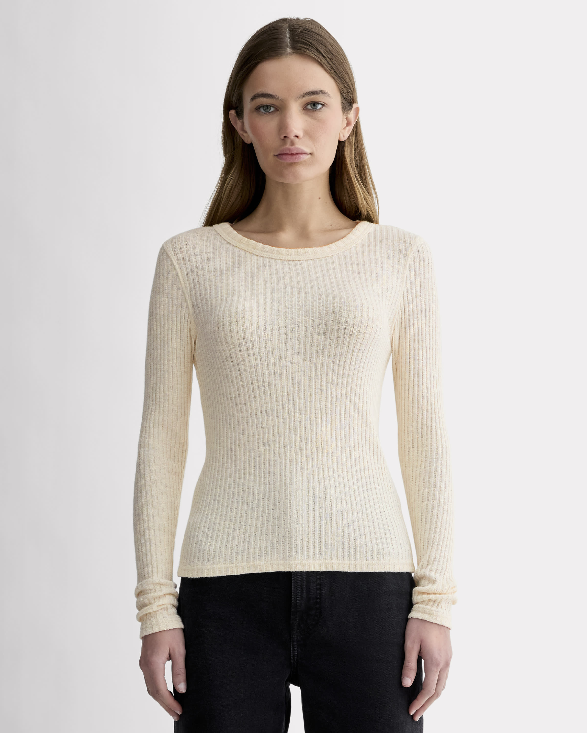 The Cozy Rib Long-Sleeve Tee Bone – Everlane