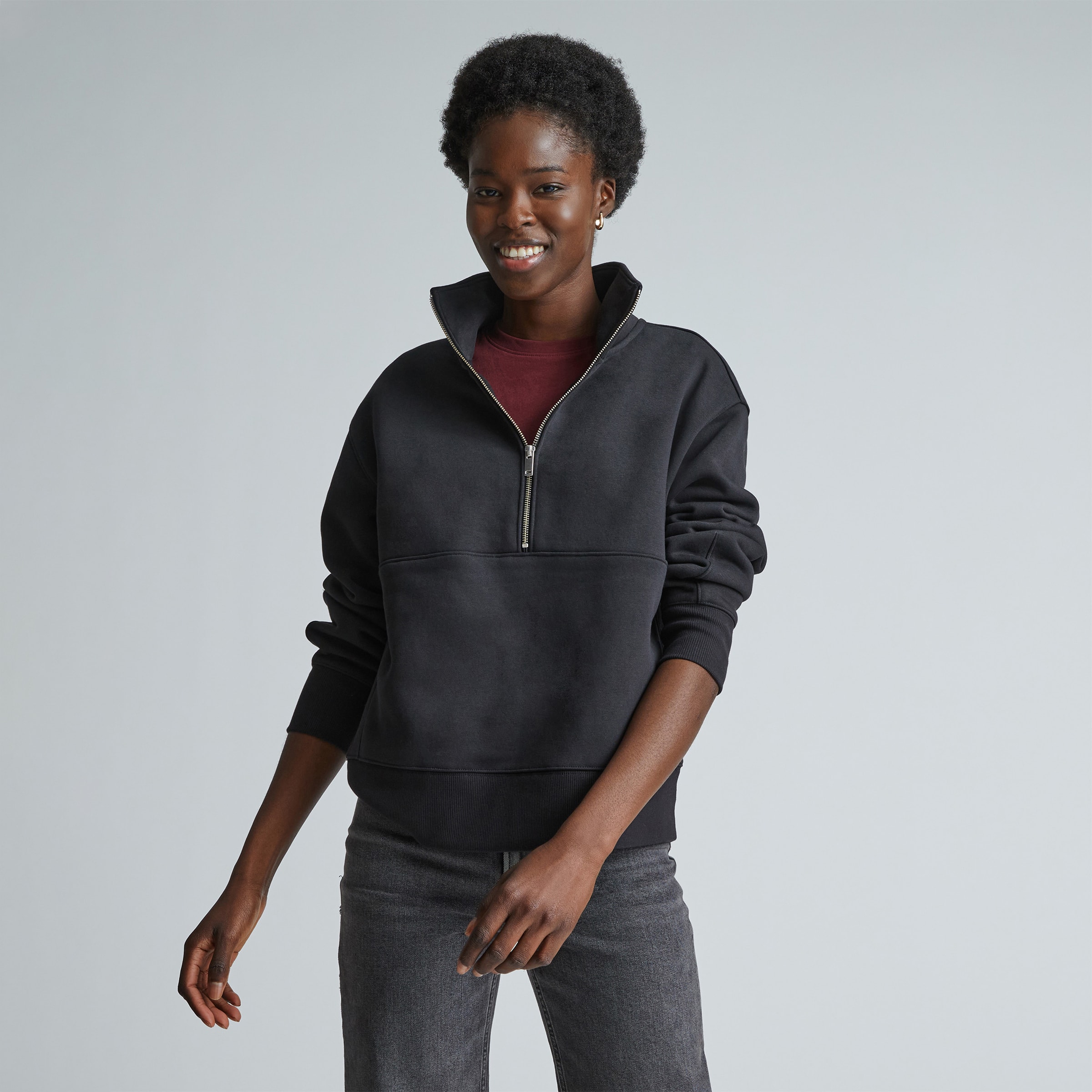 The ReTrack Half-Zip Sweatshirt Black – Everlane