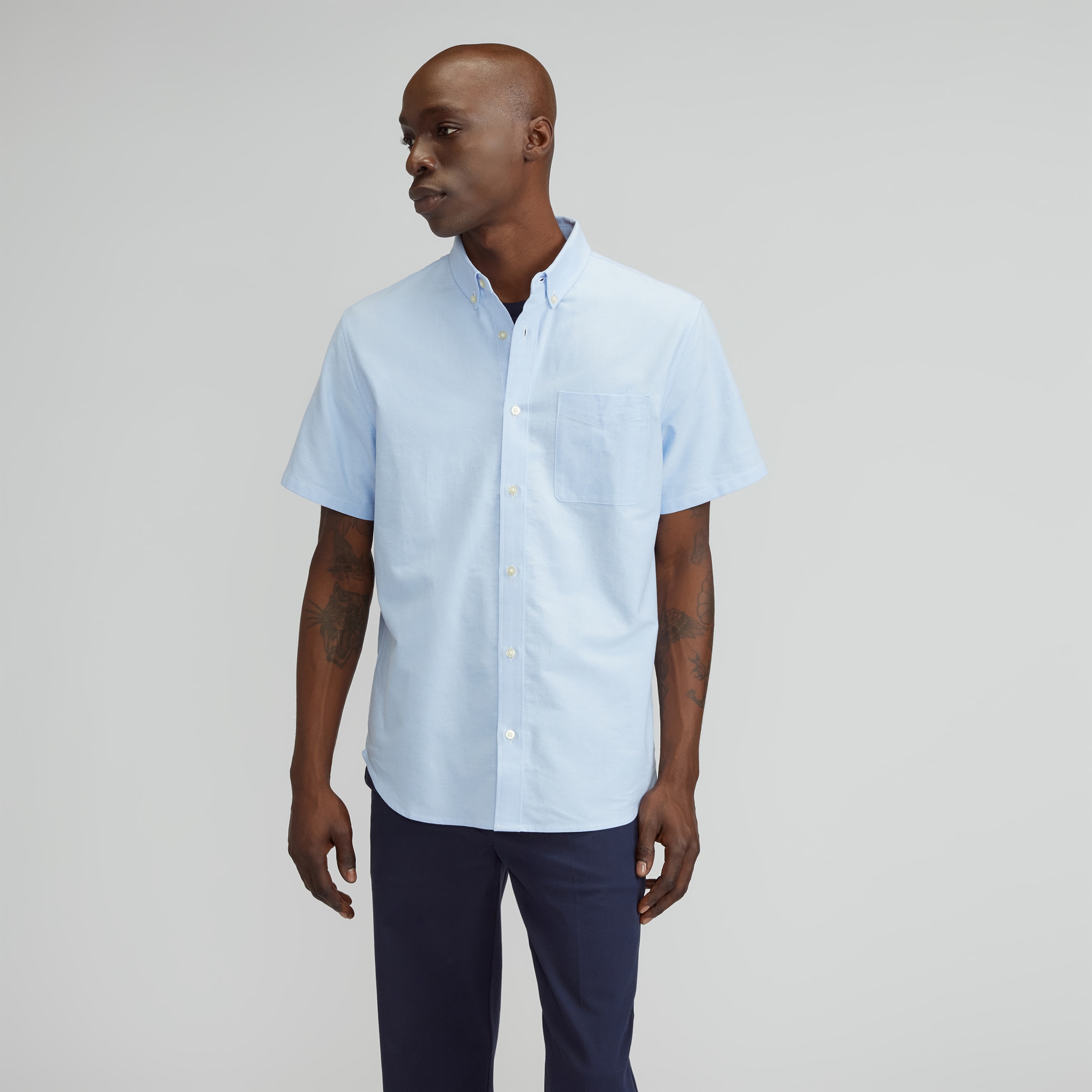 The Organic Short Sleeve Oxford Shirt Light Blue – Everlane