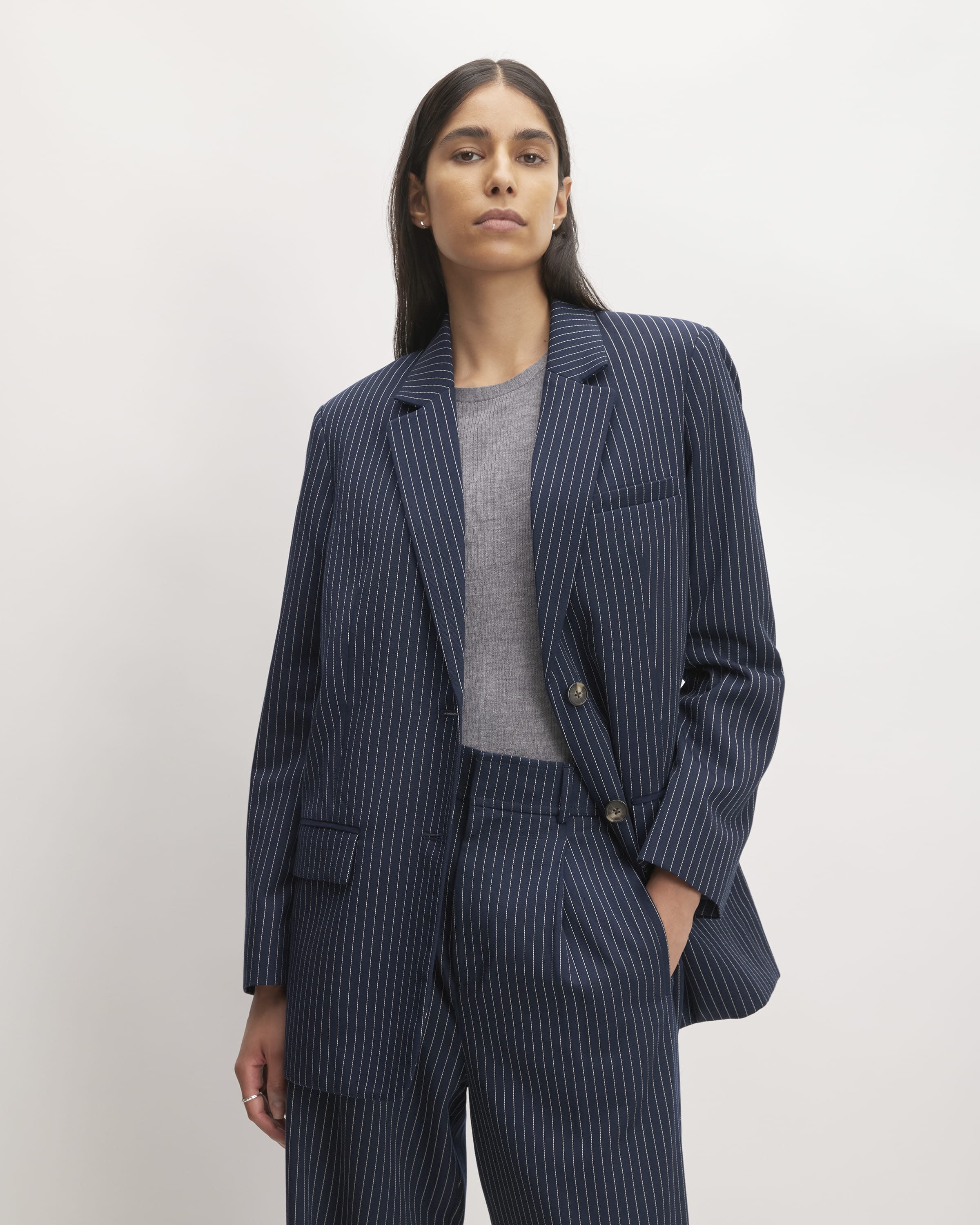 The TENCEL™ Oversized Blazer Navy / Bone Everlane