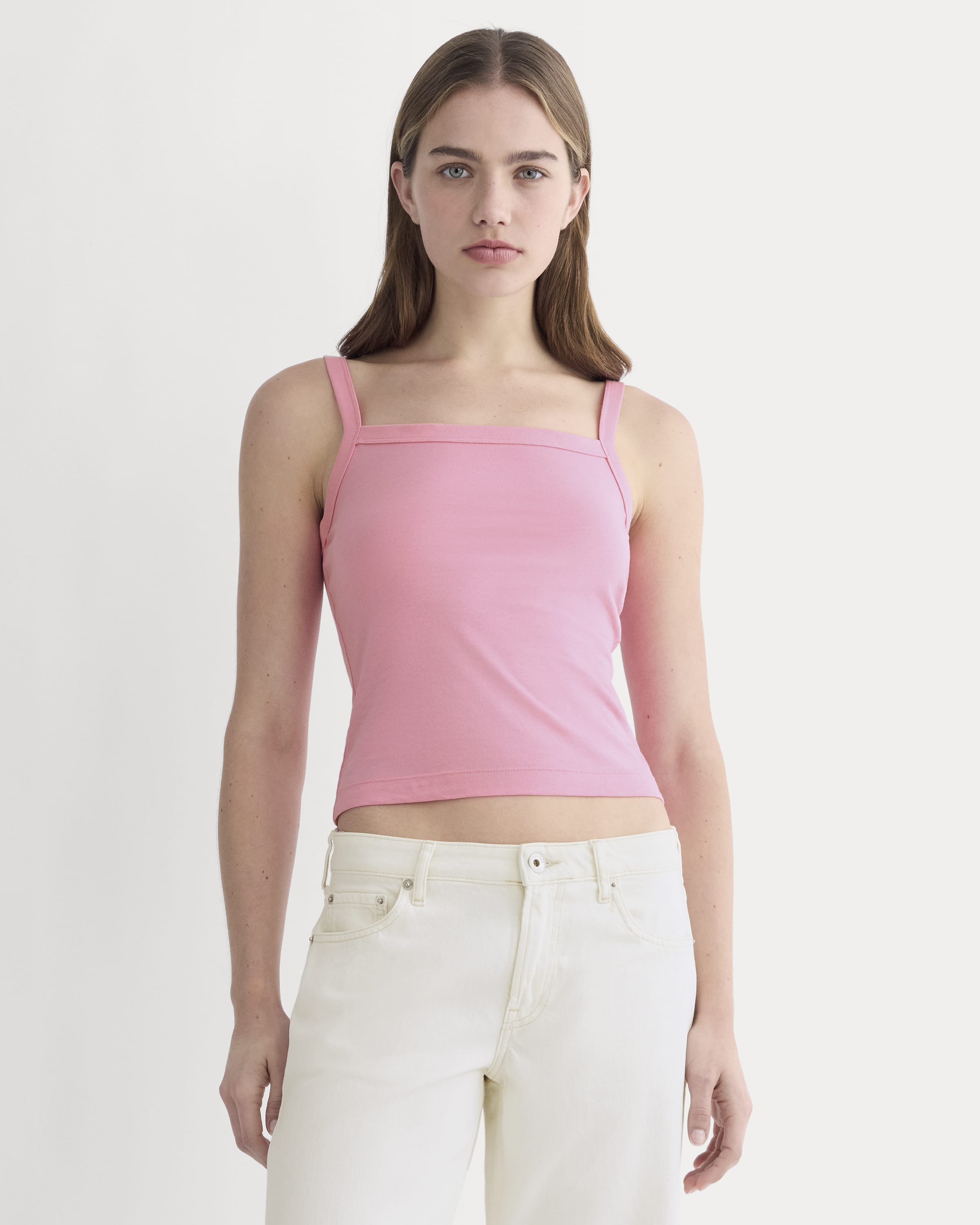 The Essential Square-Neck Tank Deep Pink – Everlane