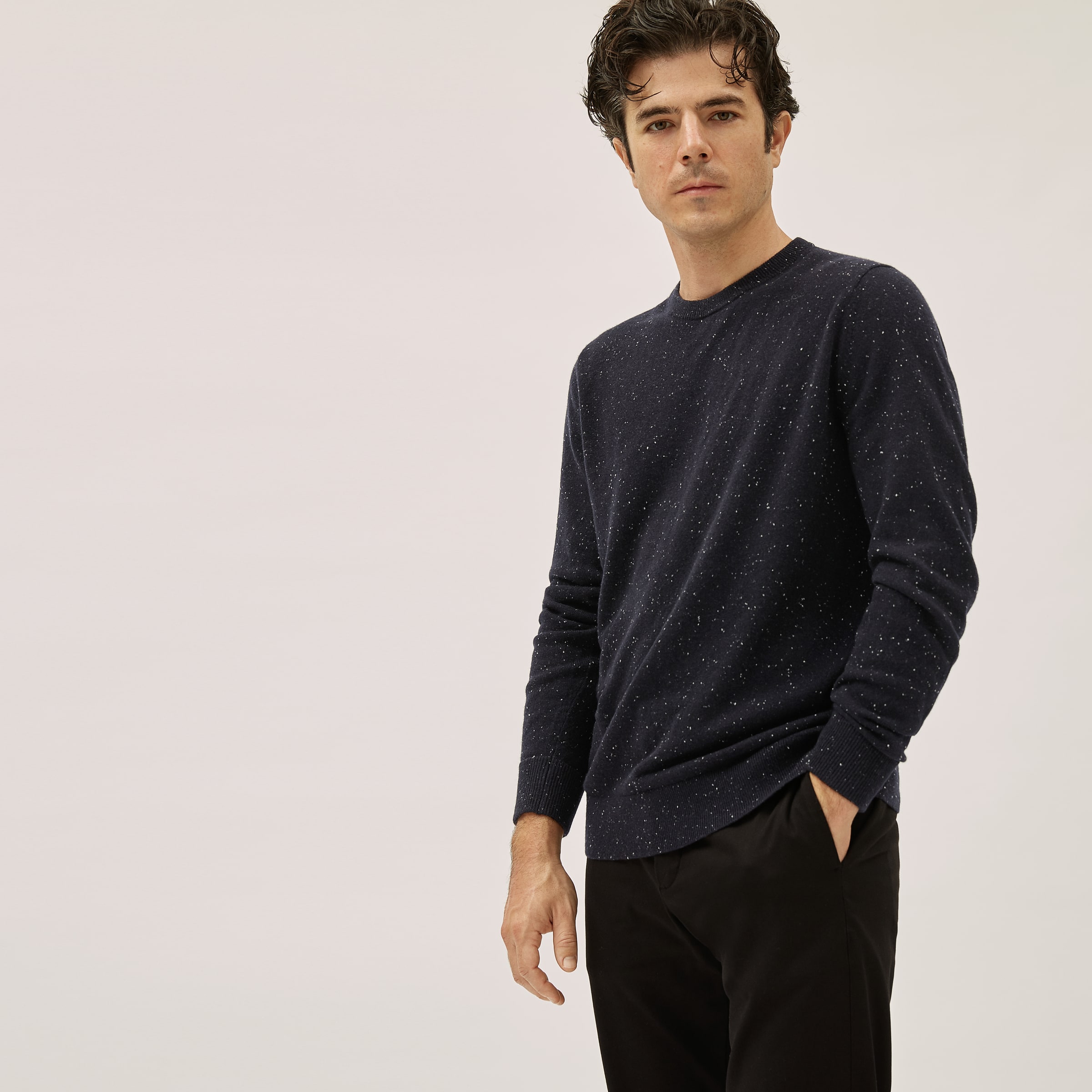 The Grade-A Cashmere Crew Dark Navy Donegal – Everlane