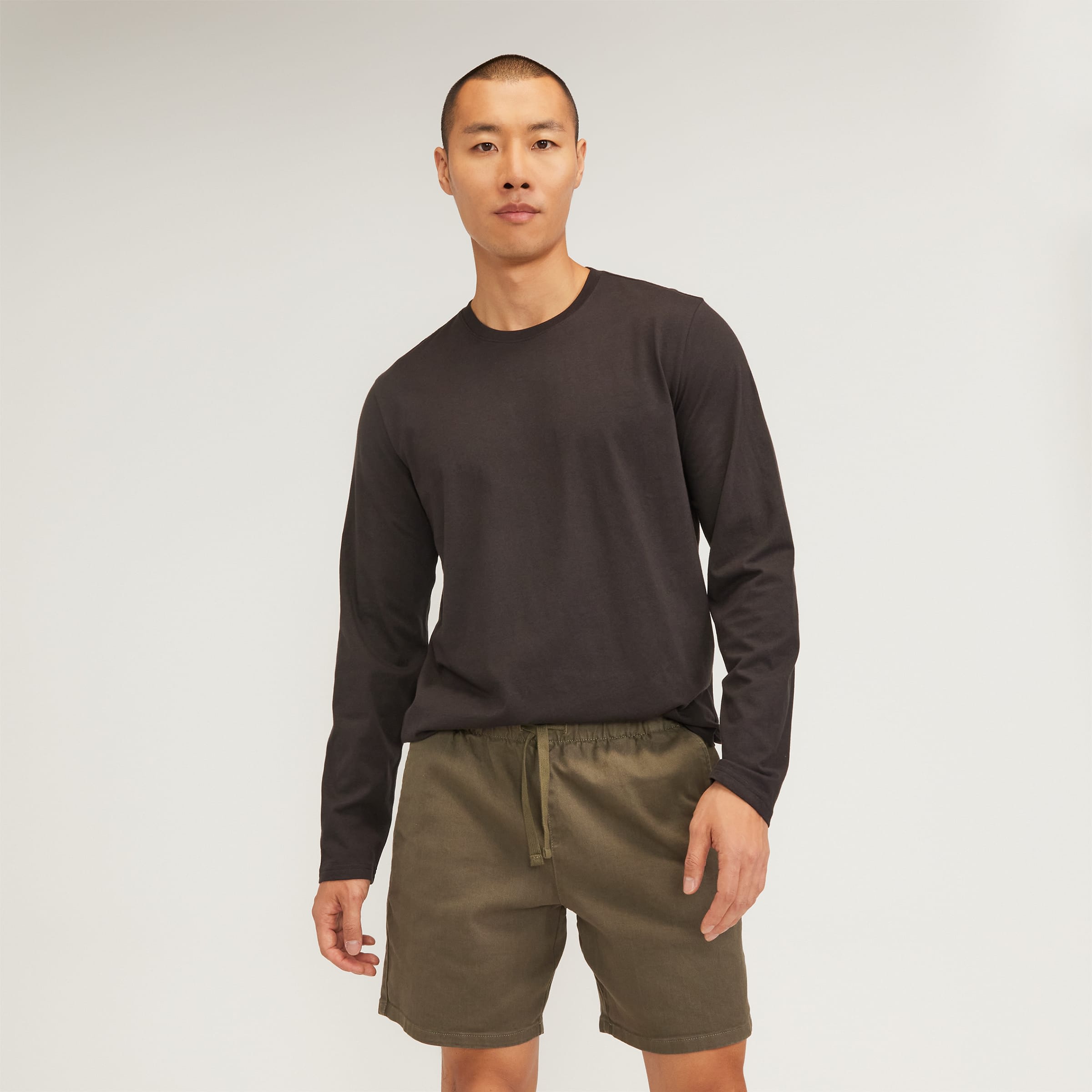 The Essential Organic Long-Sleeve Tee Vintage Black – Everlane