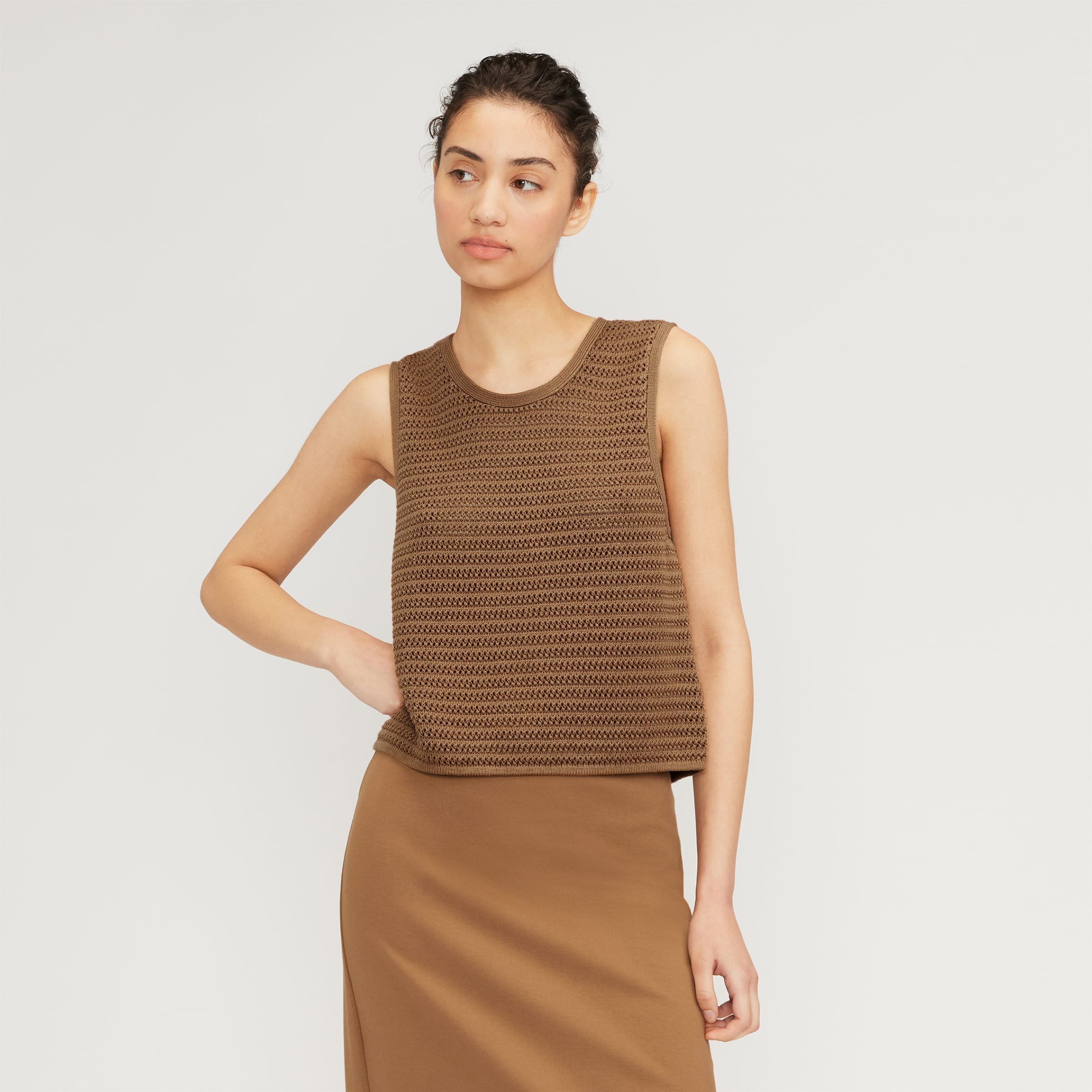 The Crochet Knit Cami Toasted Coconut Everlane