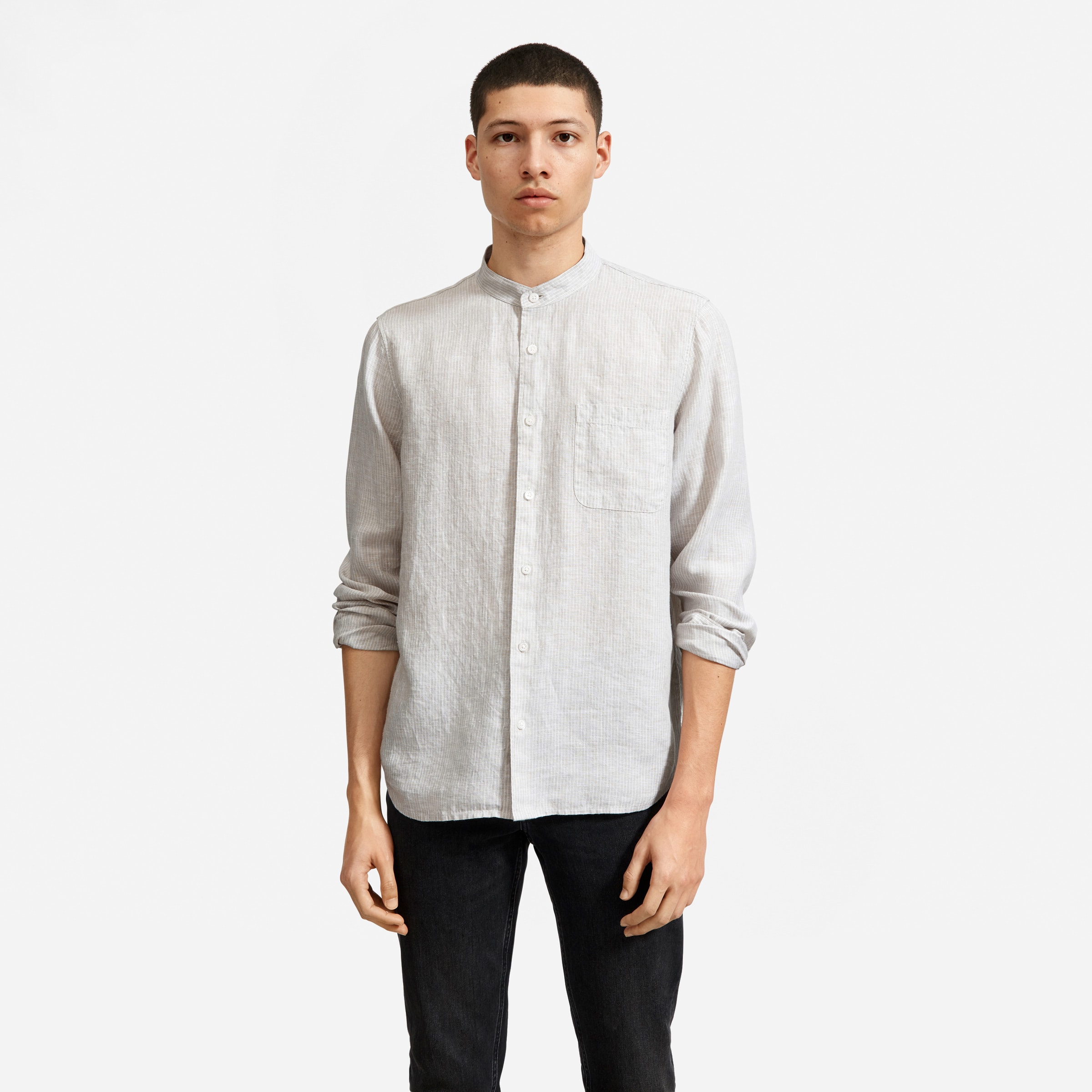 The Linen Band Collar Shirt