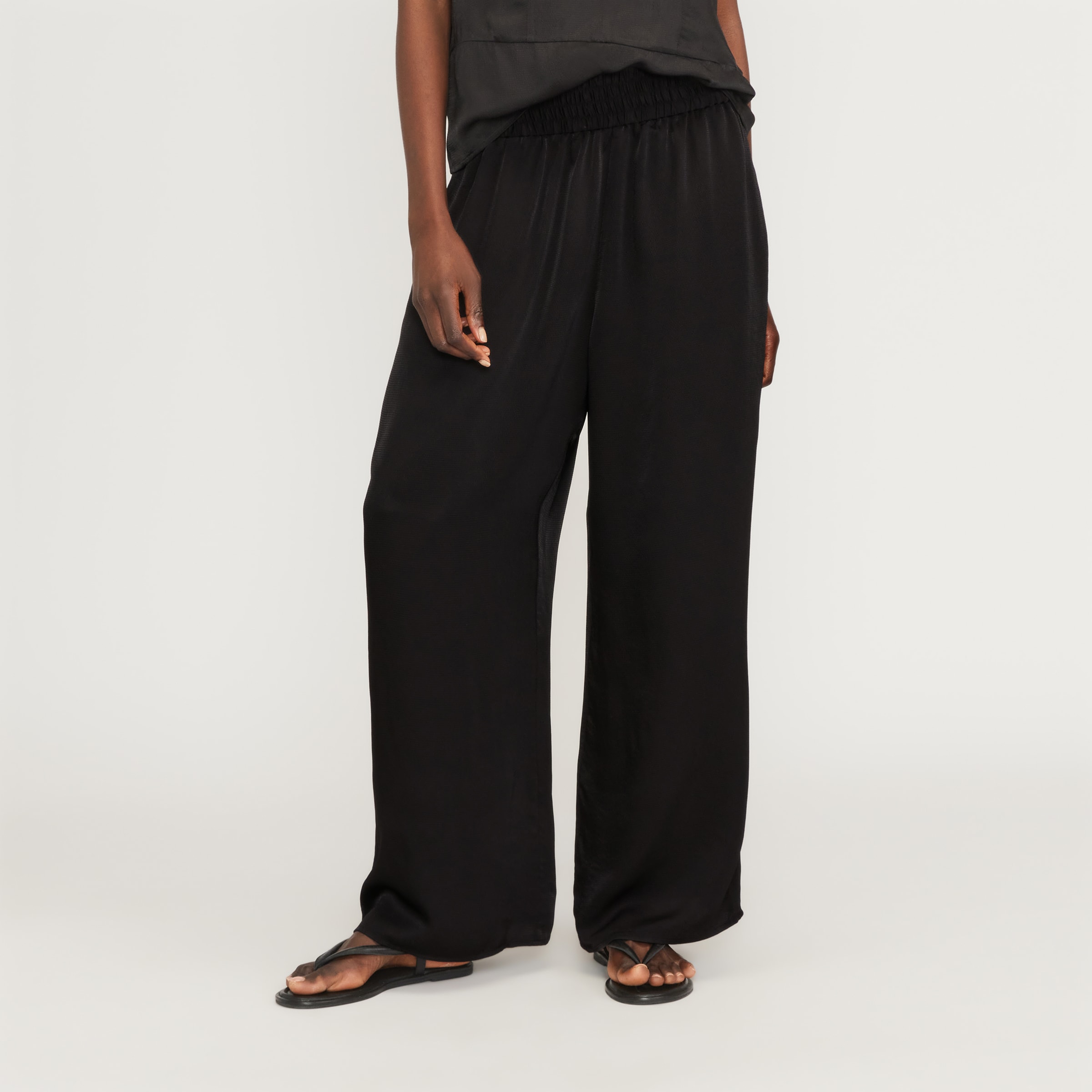 The Satin Pull-On Pant Black – Everlane