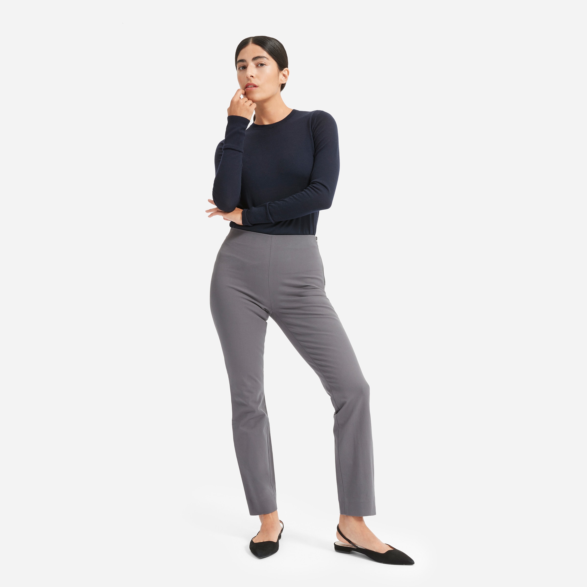 The Side-Zip Stretch Cotton Pant Slate Grey – Everlane