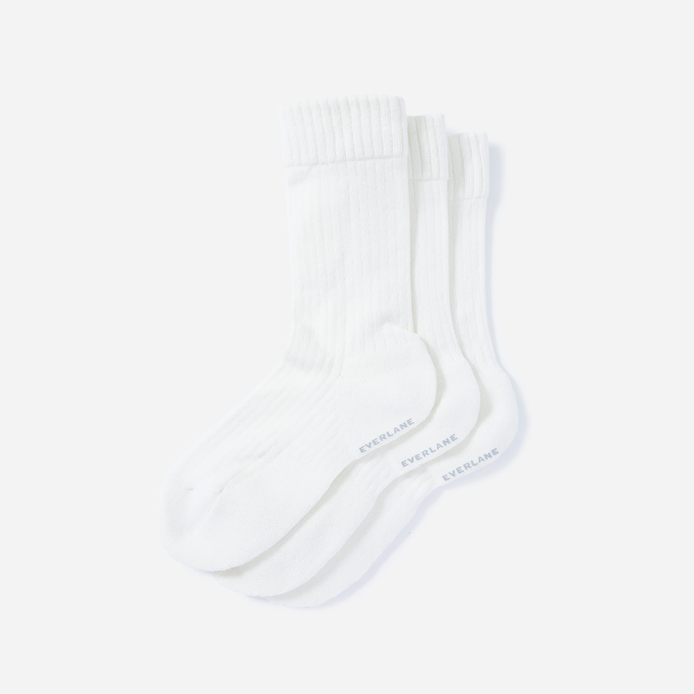 The Organic Cotton Ribbed Crew Sock 3-Pack White – Everlane