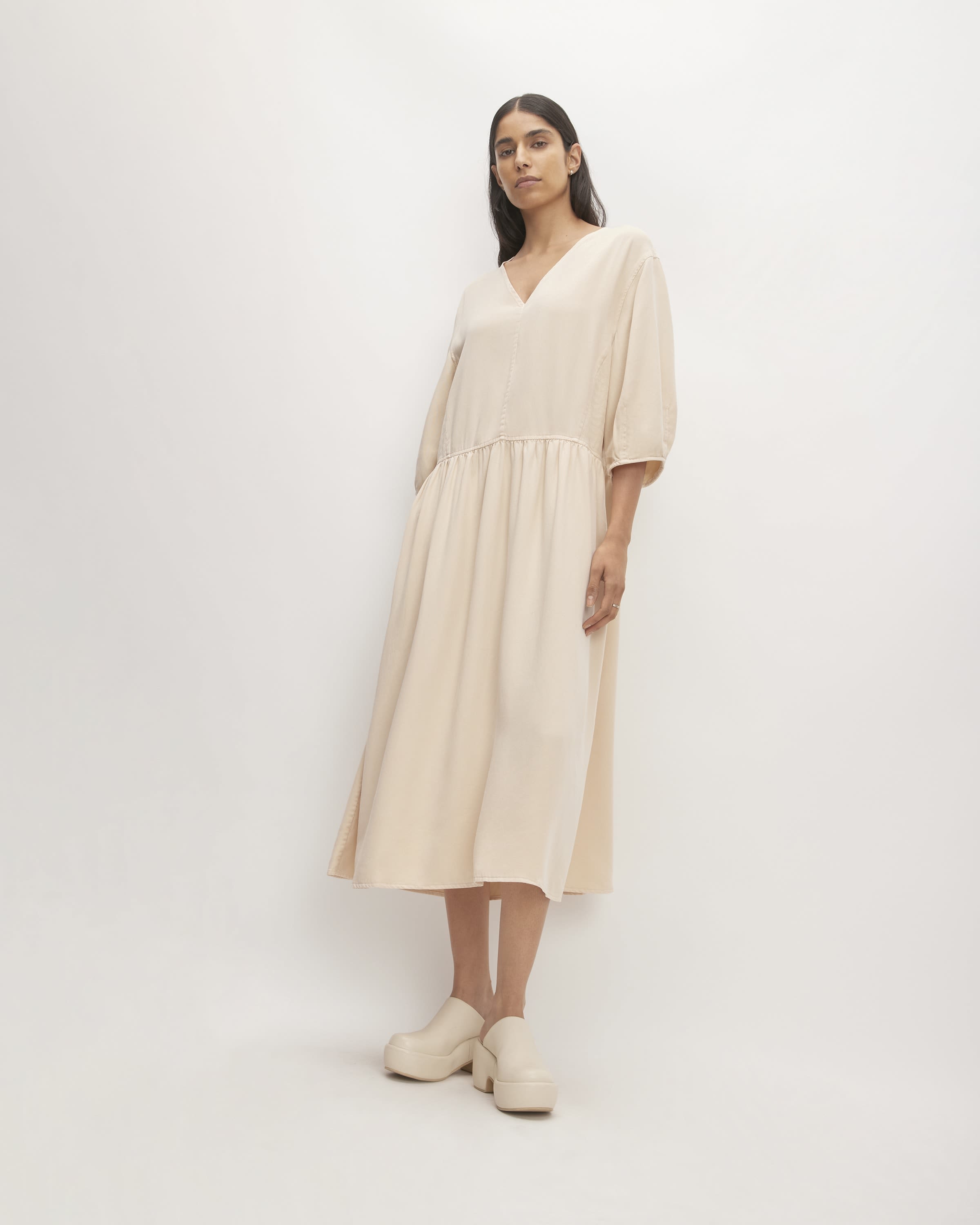 The TENCEL™ Puff-Sleeve Dress Whisper Pink – Everlane