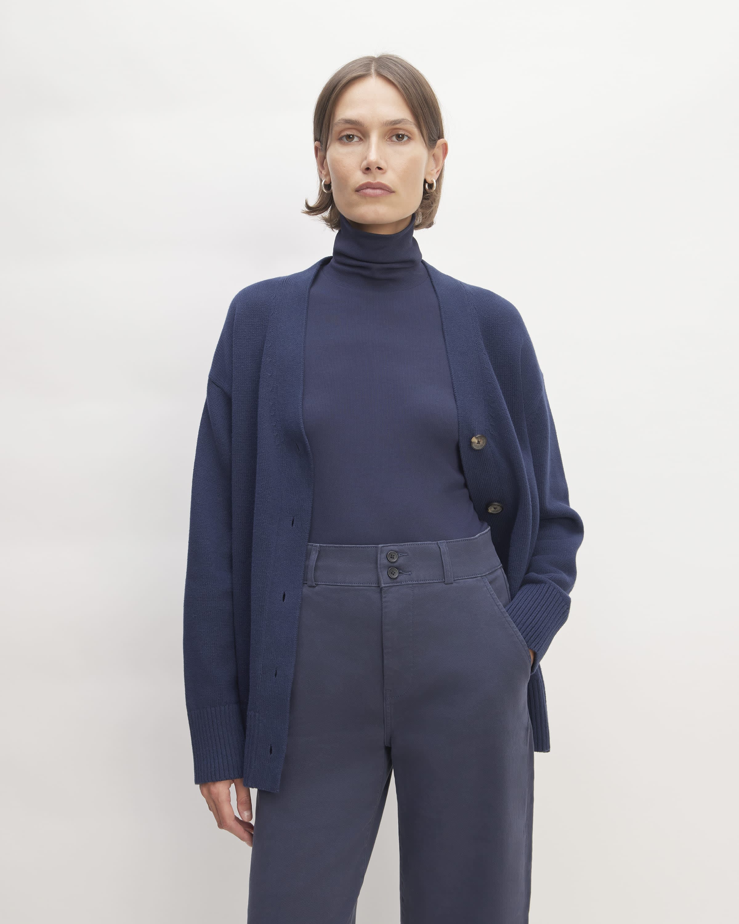 The Organic Cotton Cardigan Navy – Everlane