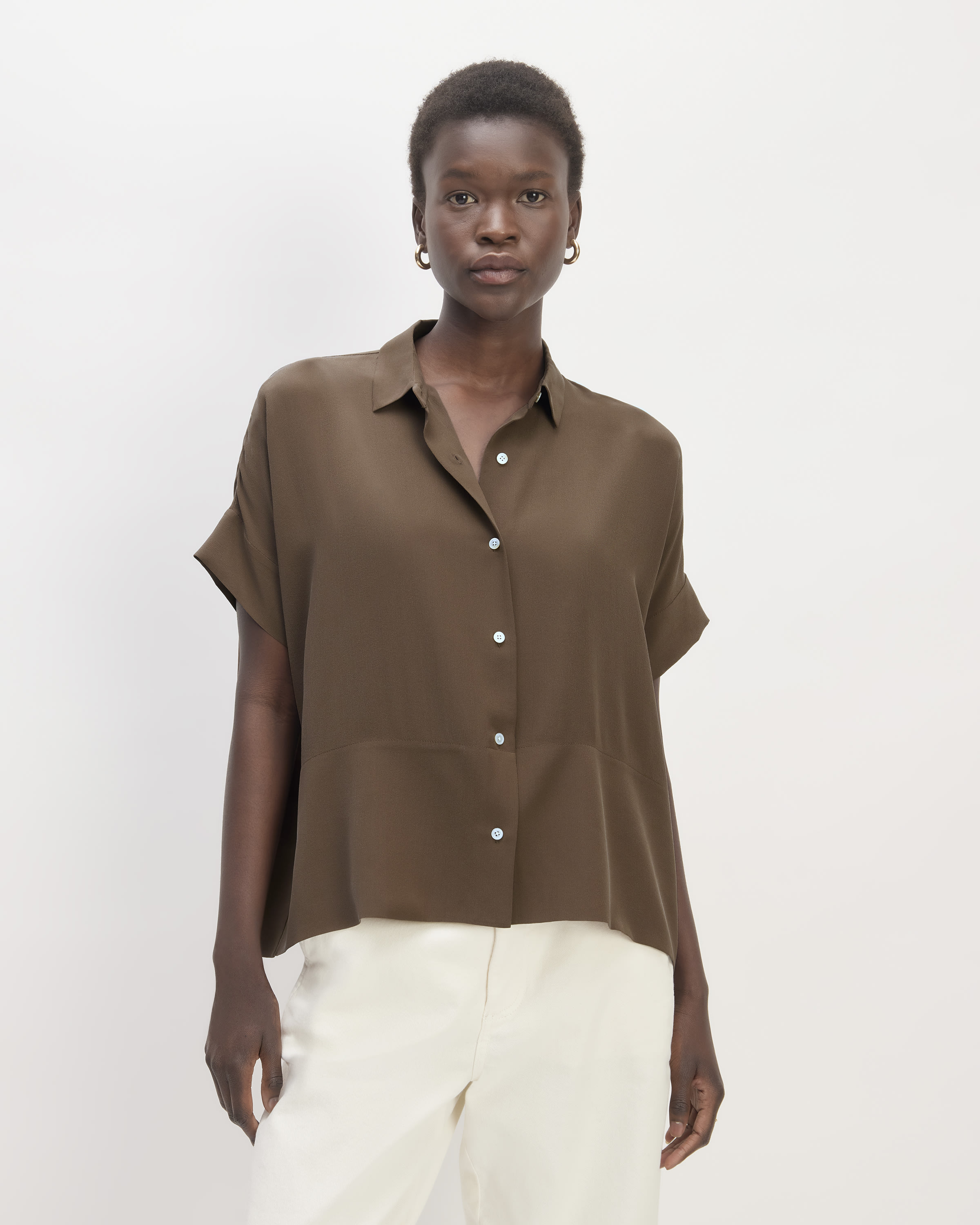 The Washable Clean Silk Short-Sleeve Square Shirt