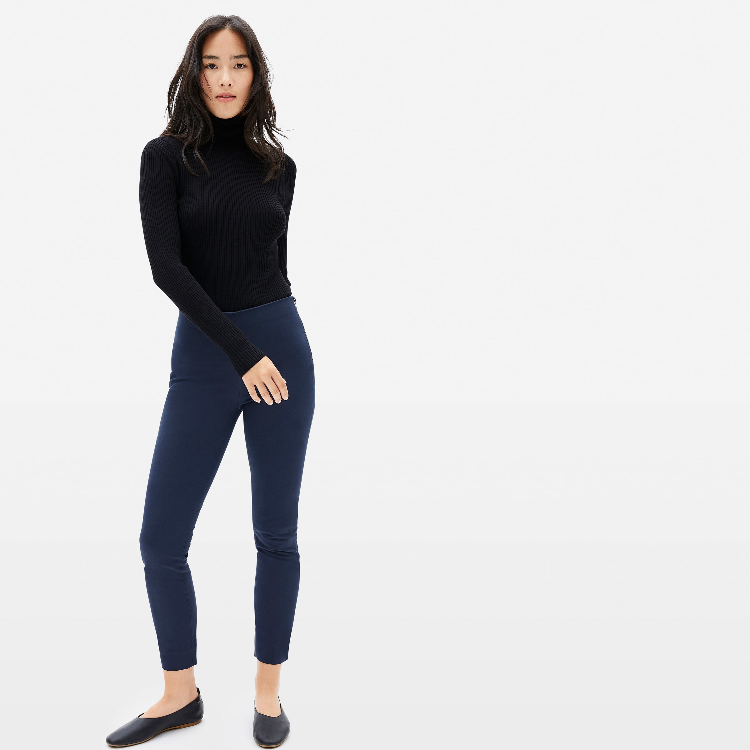 The Side-Zip Stretch Cotton Pant Navy – Everlane