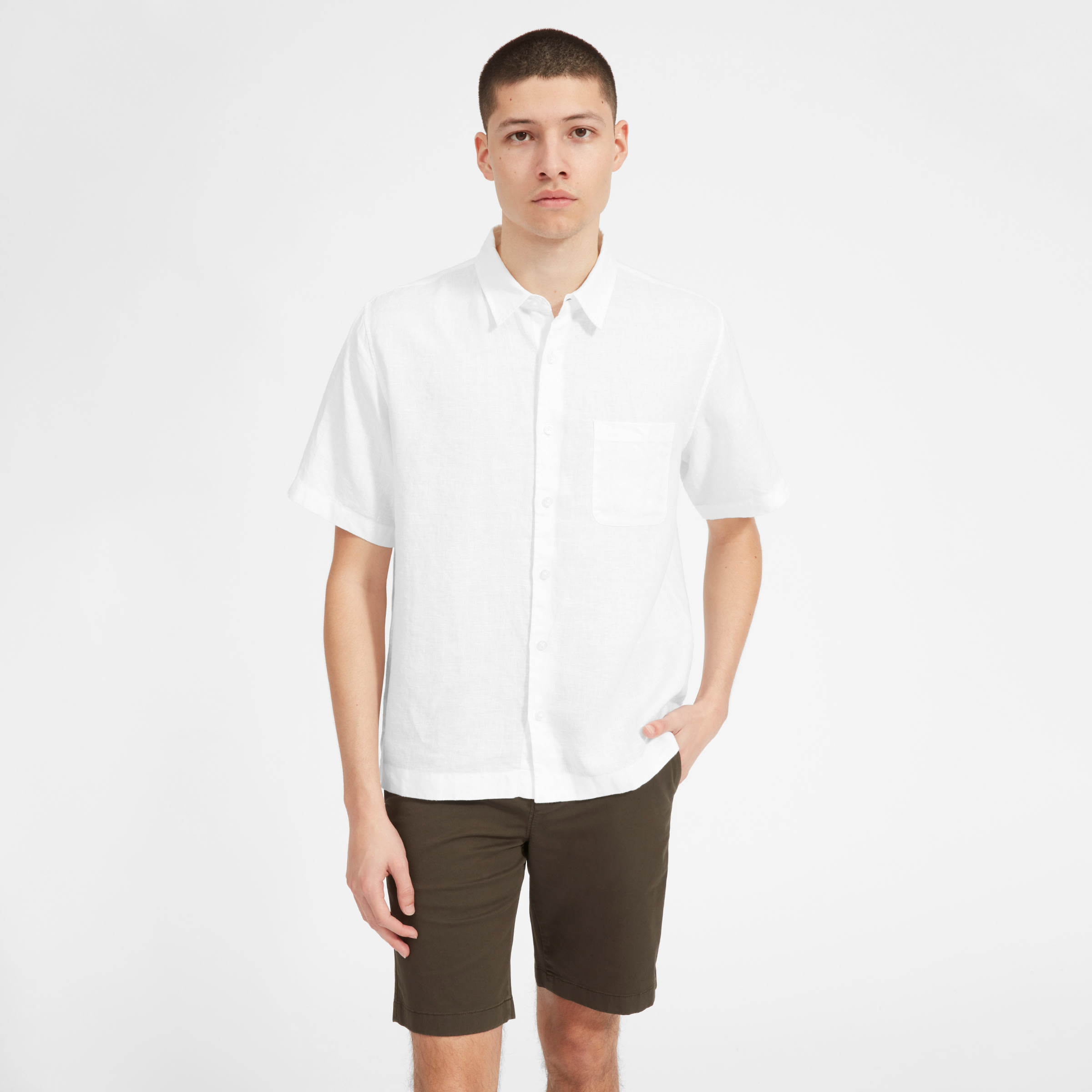 The Linen Relaxed Fit Short-Sleeve Shirt White – Everlane