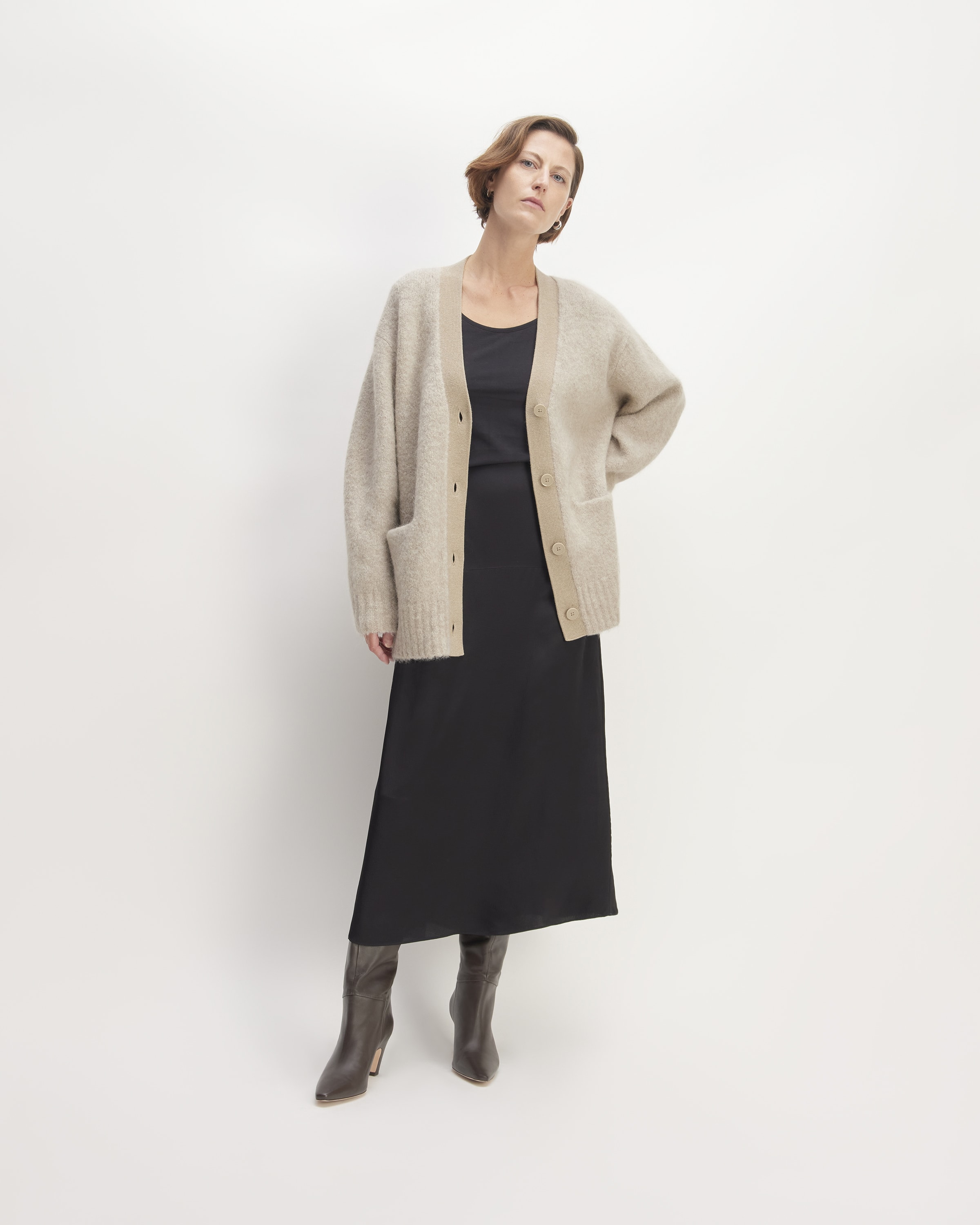 The SuperFuzz Alpaca Cardigan Light Oat Everlane