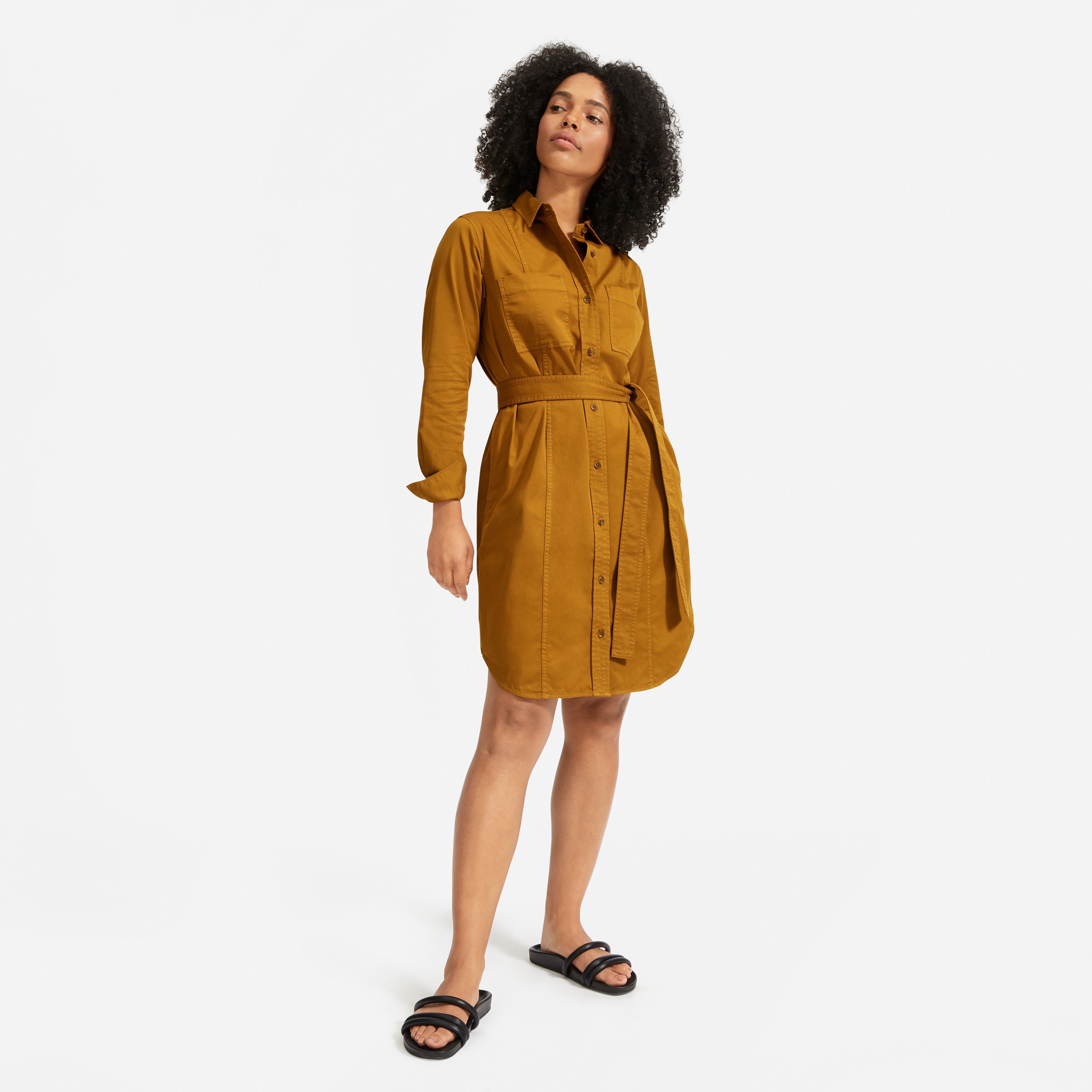 COS - A new take on the shirt dress. Designed with utility-inspired details  for a modern twist, our belted dress is a between-season staple.​ Shop new  arrivals:  Shop dresses