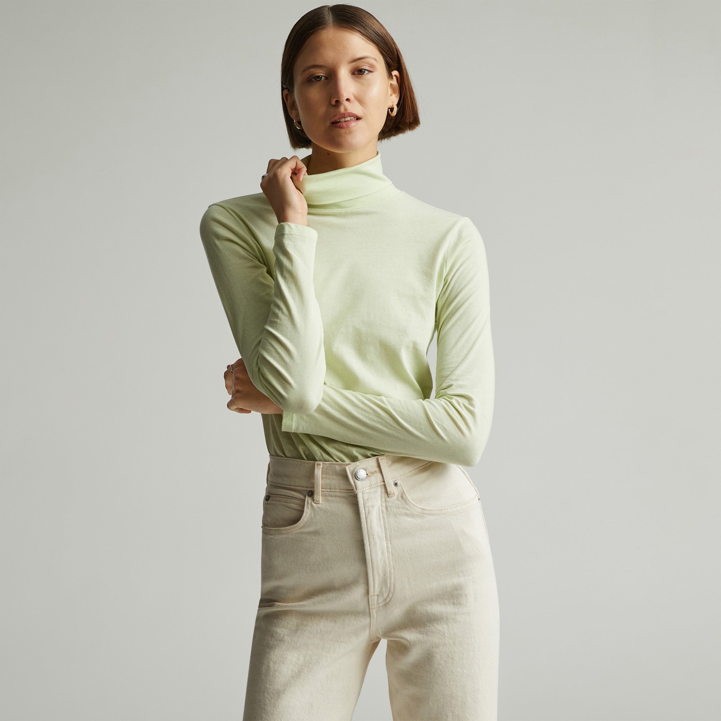 The Organic Cotton Turtleneck Seafoam Green Everlane