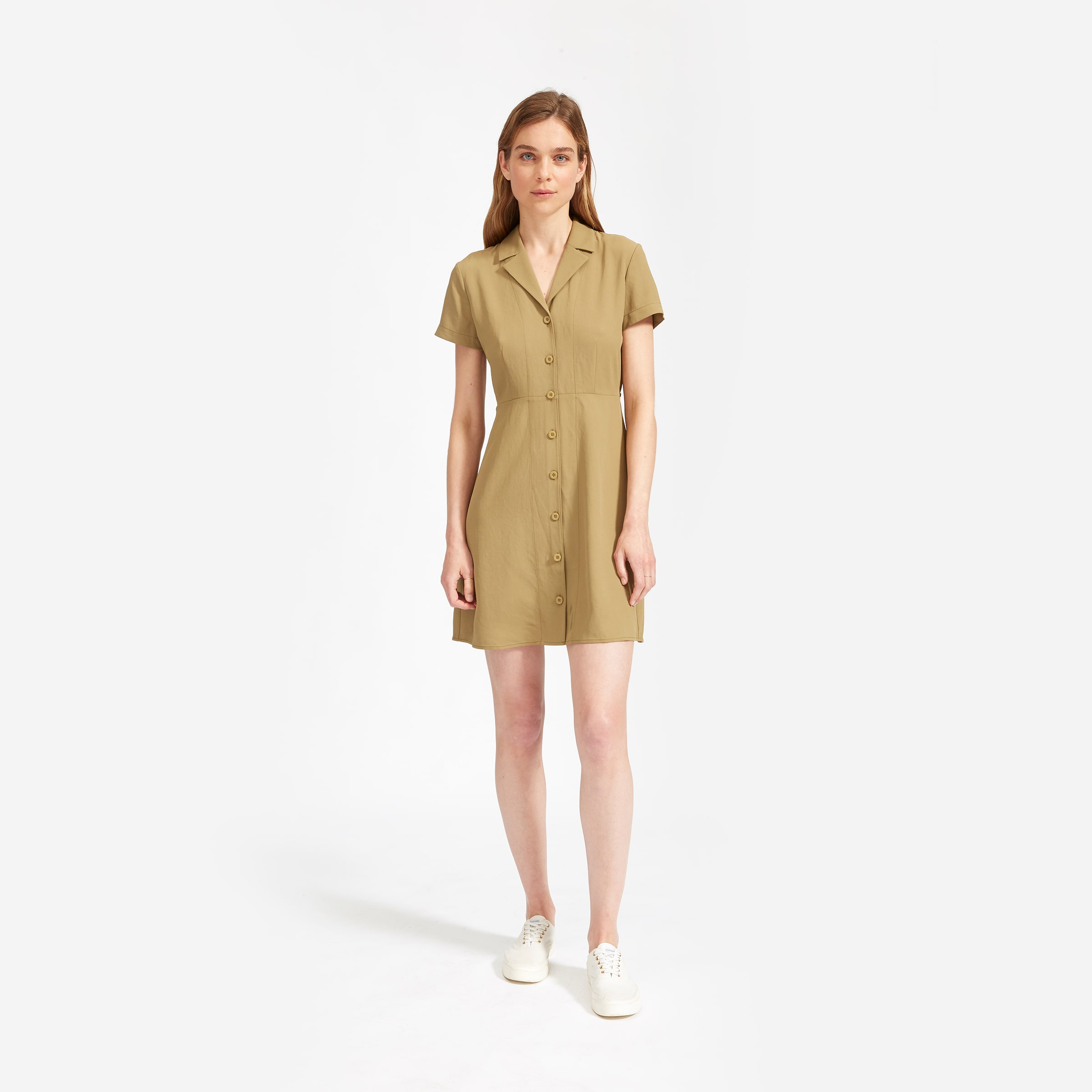 The Japanese GoWeave Notch Shirtdress Olive – Everlane