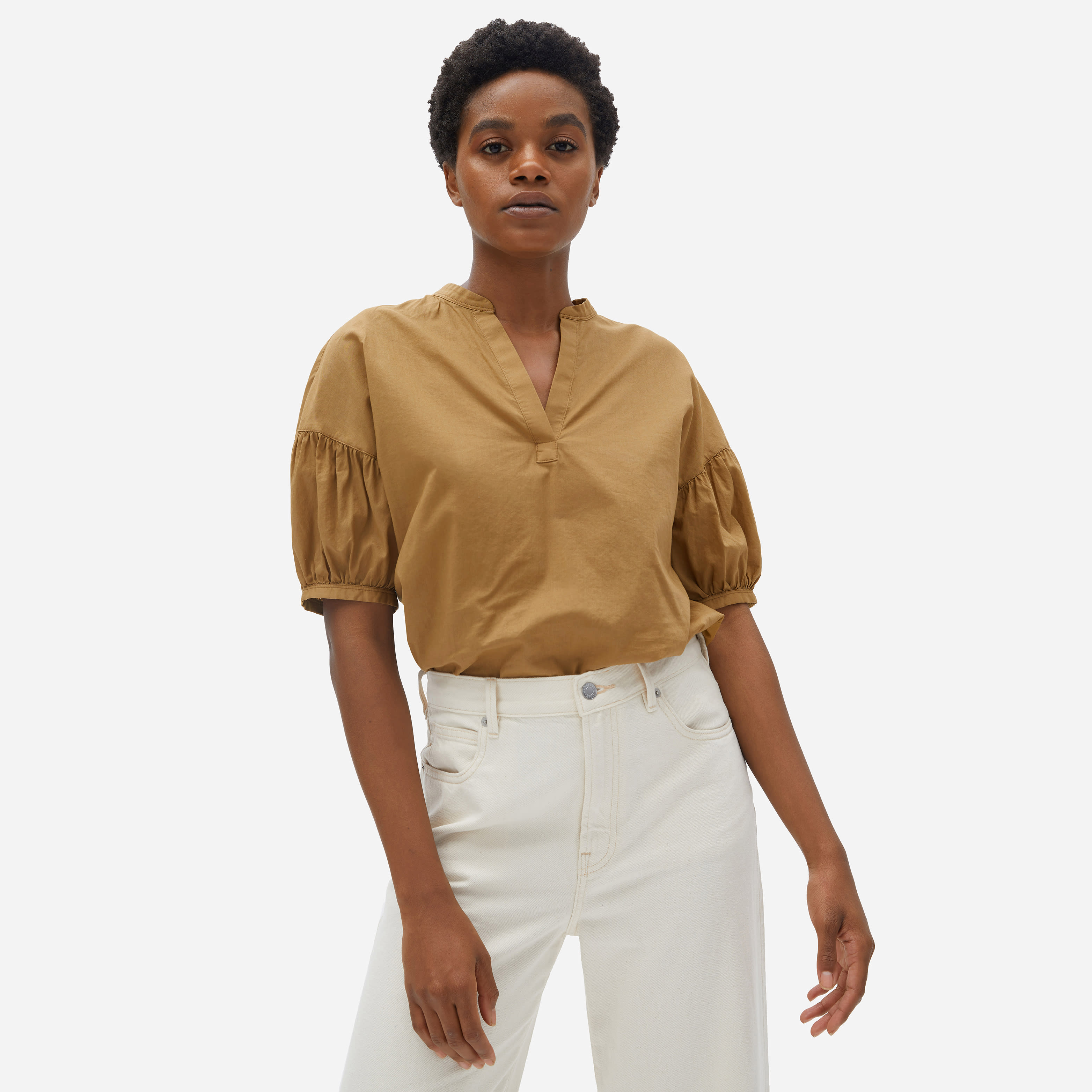 The Split-Neck Puff-Sleeve Air Shirt Hazel – Everlane