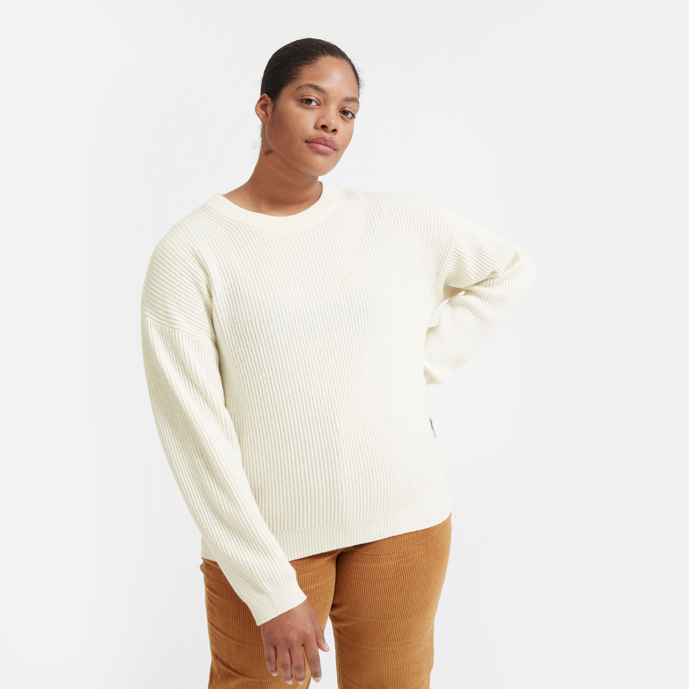 The Cashmere Rib Round Crew Ivory – Everlane