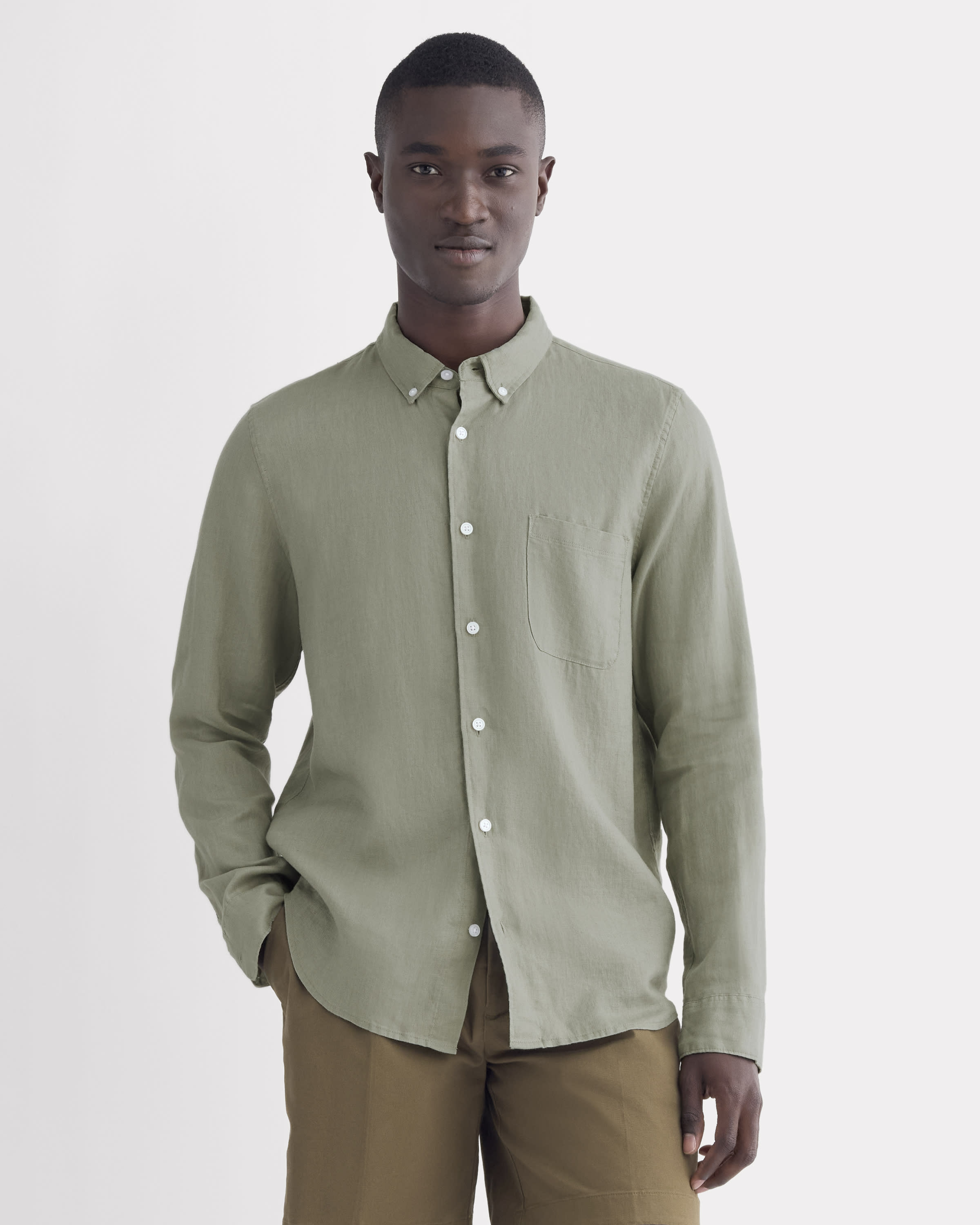 The Classic Shirt in Linen Sage Green – Everlane