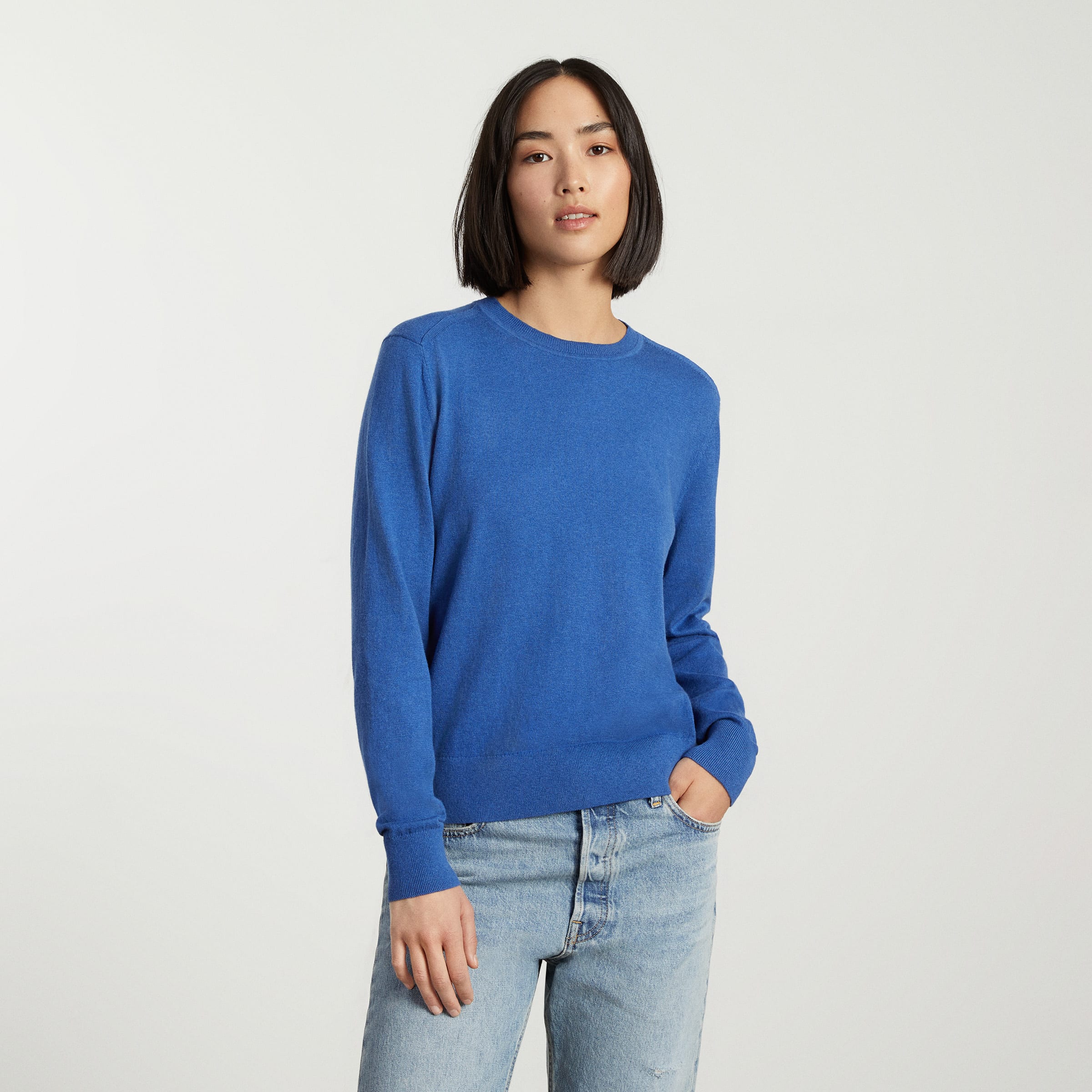 The Organic Cotton Crewneck Sweater Heathered Lapis – Everlane