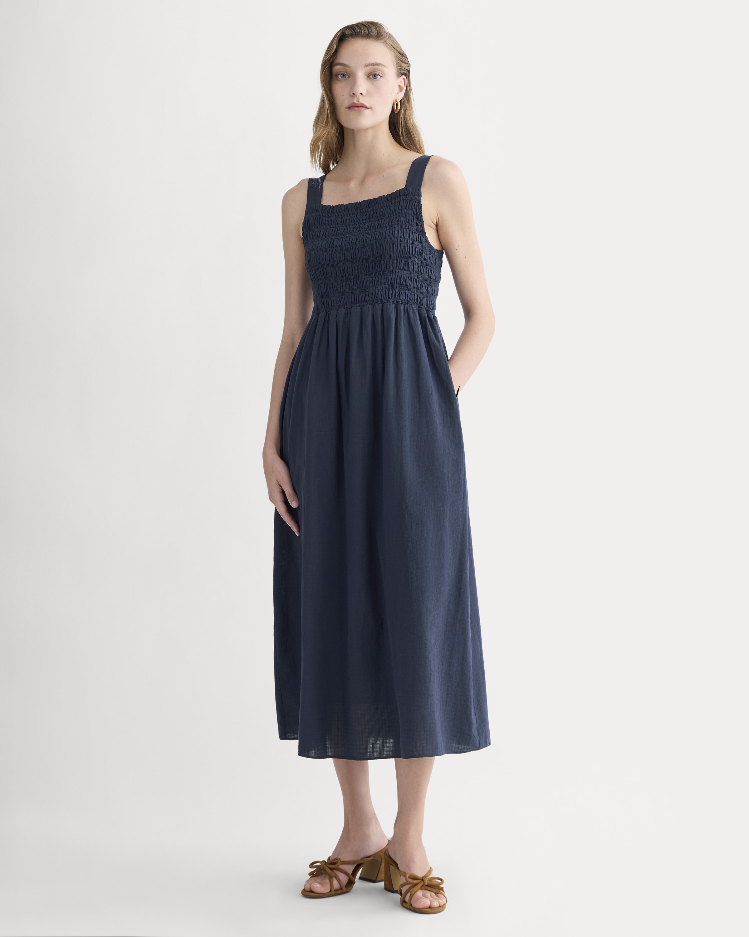 【SEA】BROAD SMOCKING DRESS / ネイビー BROAD SMOCKING DRESS / ネイビー