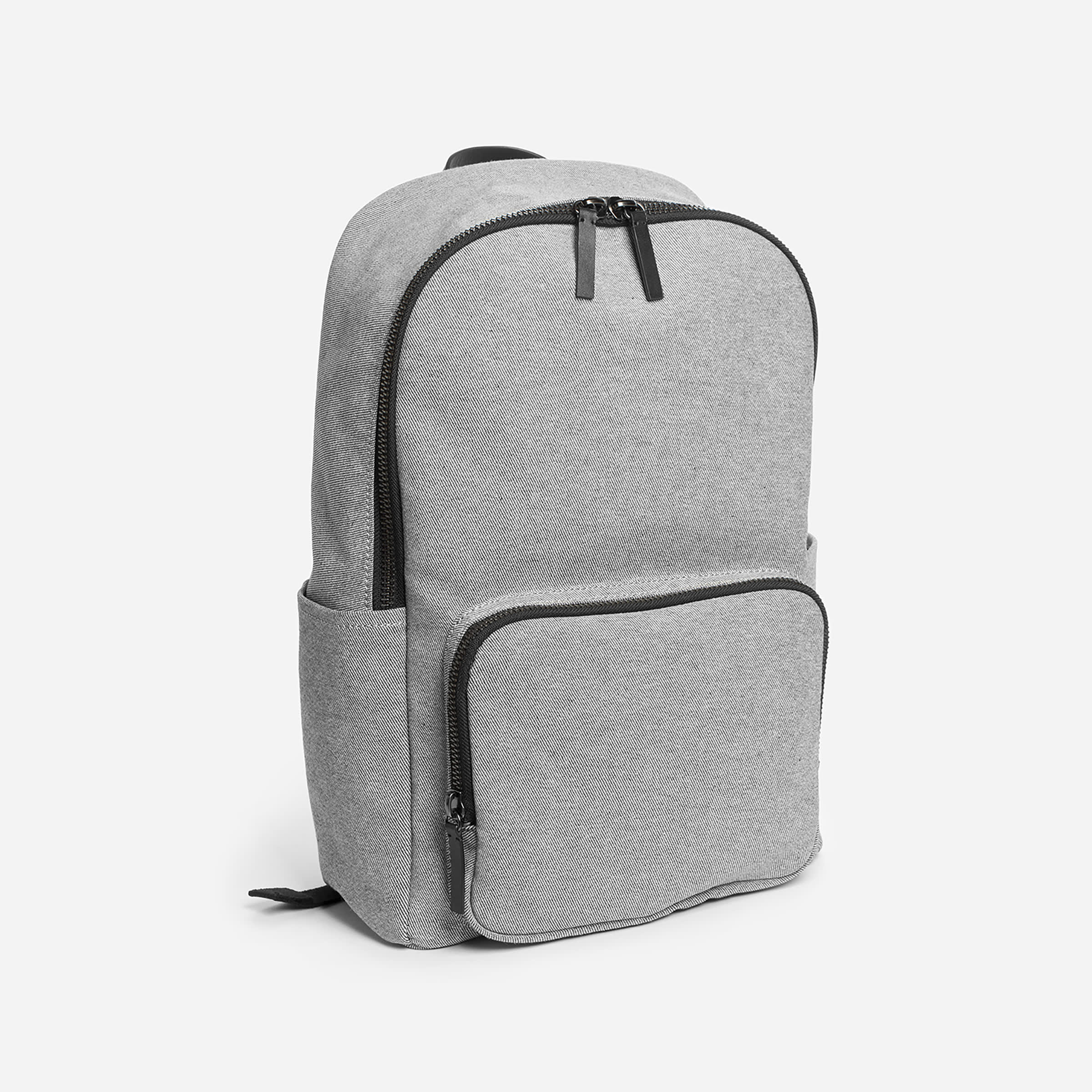 The Modern Zip Backpack Large Reverse Denim + Black Leather Everlane