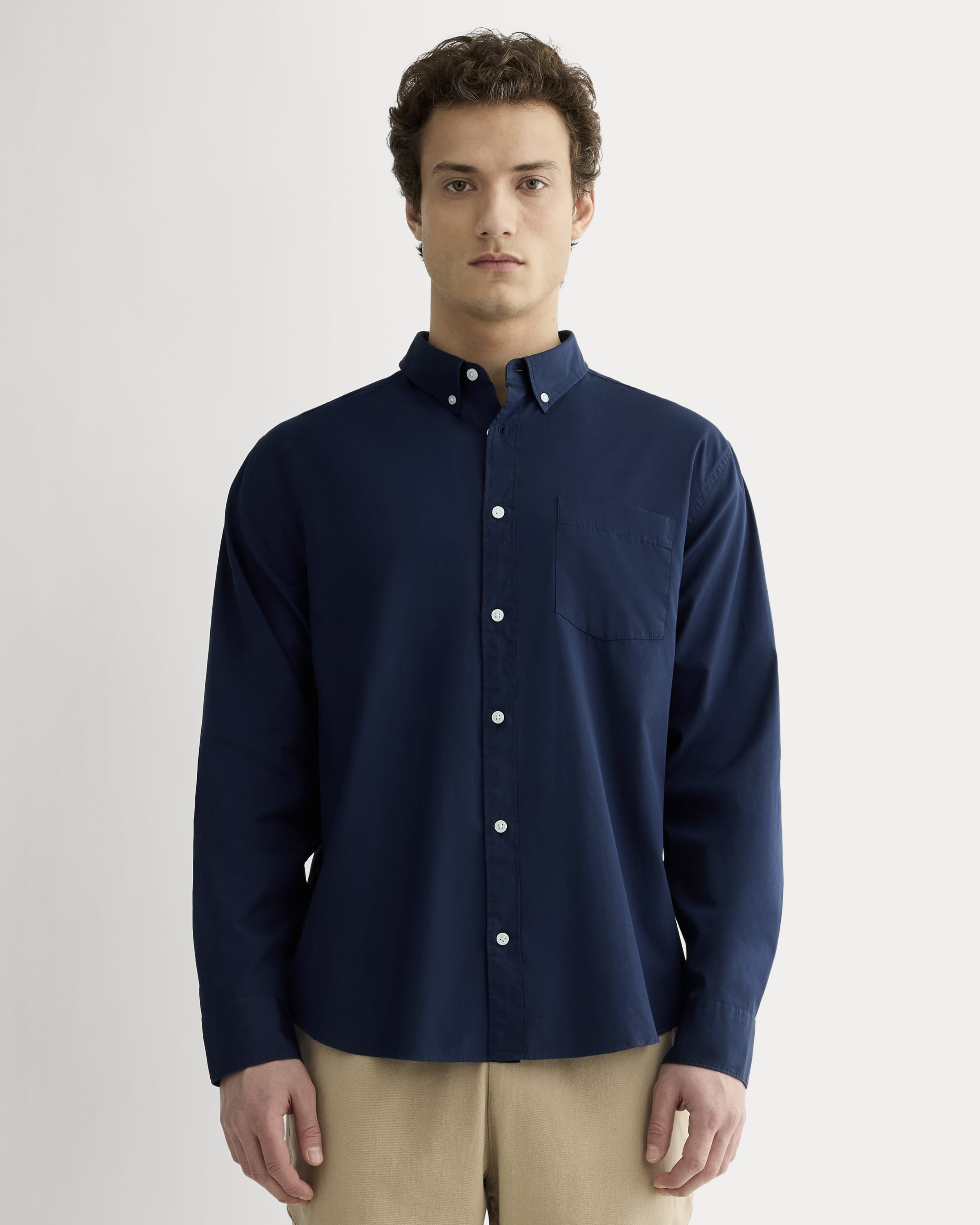 Liam in Navy Poplin Shirt