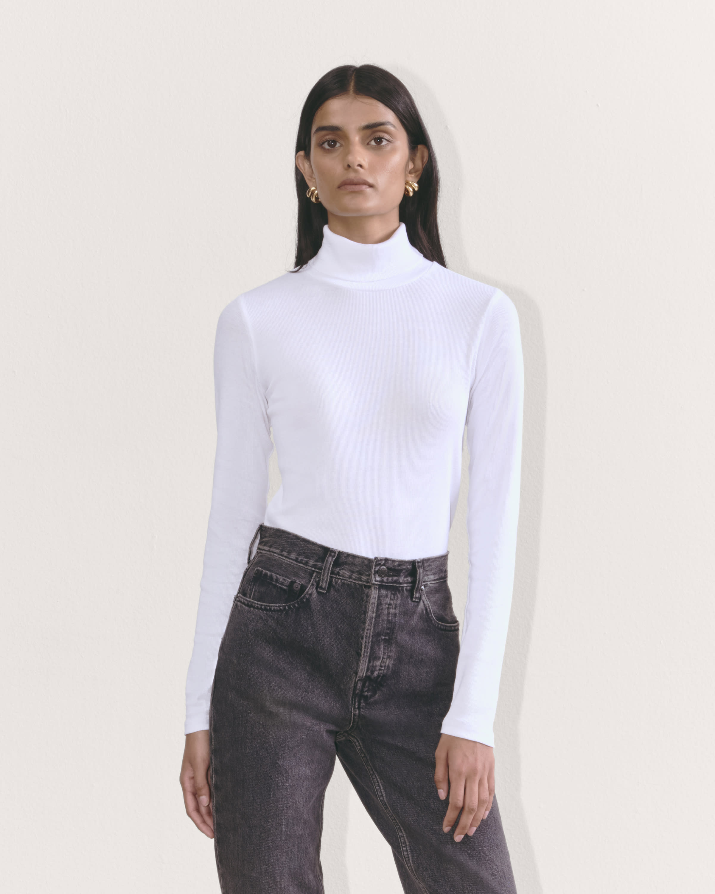 Everlane cashmere on sale blend high mock neck pullover sweater top SP 4608