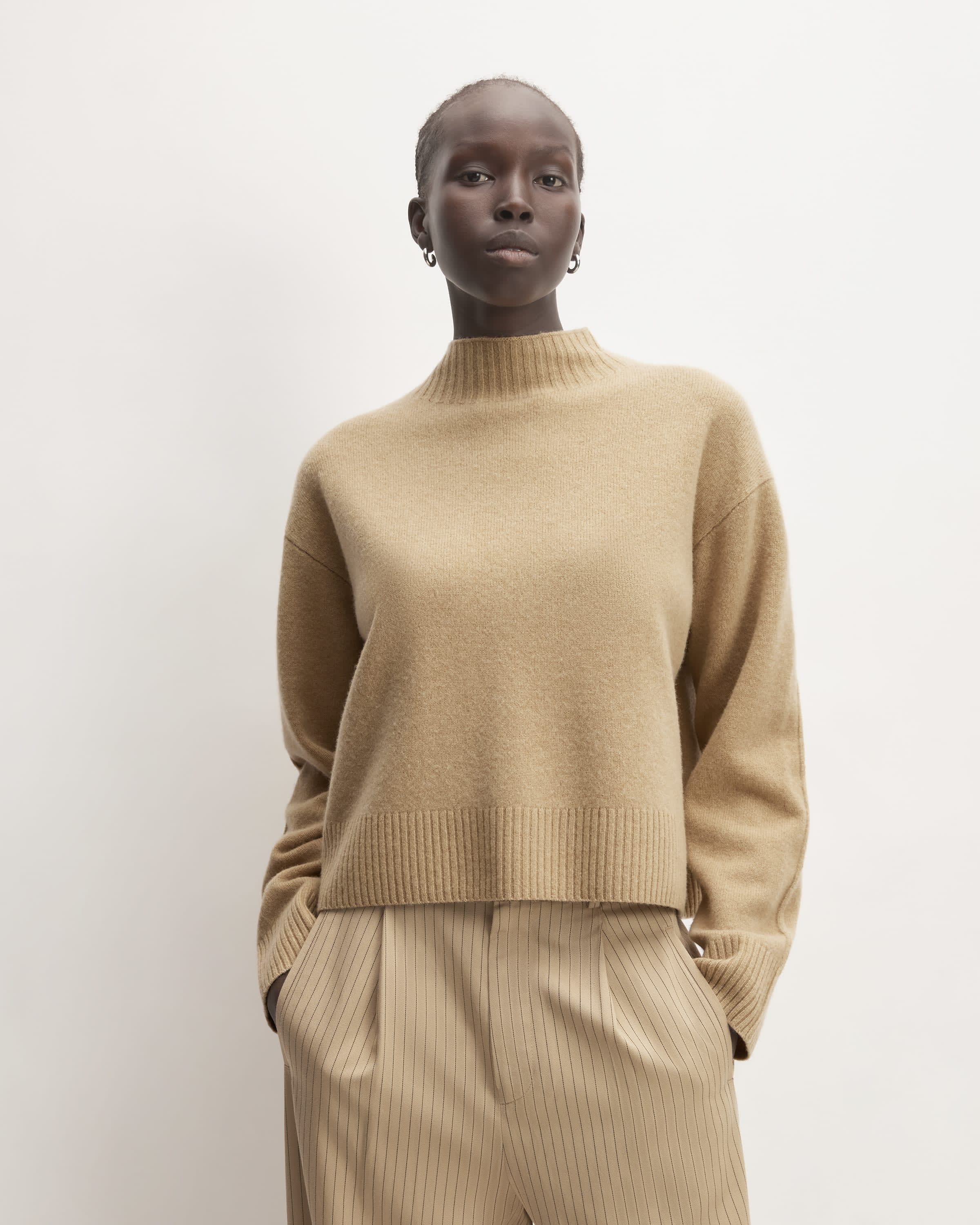 The Good Merino Wool Mockneck Sweater Light Camel – Everlane