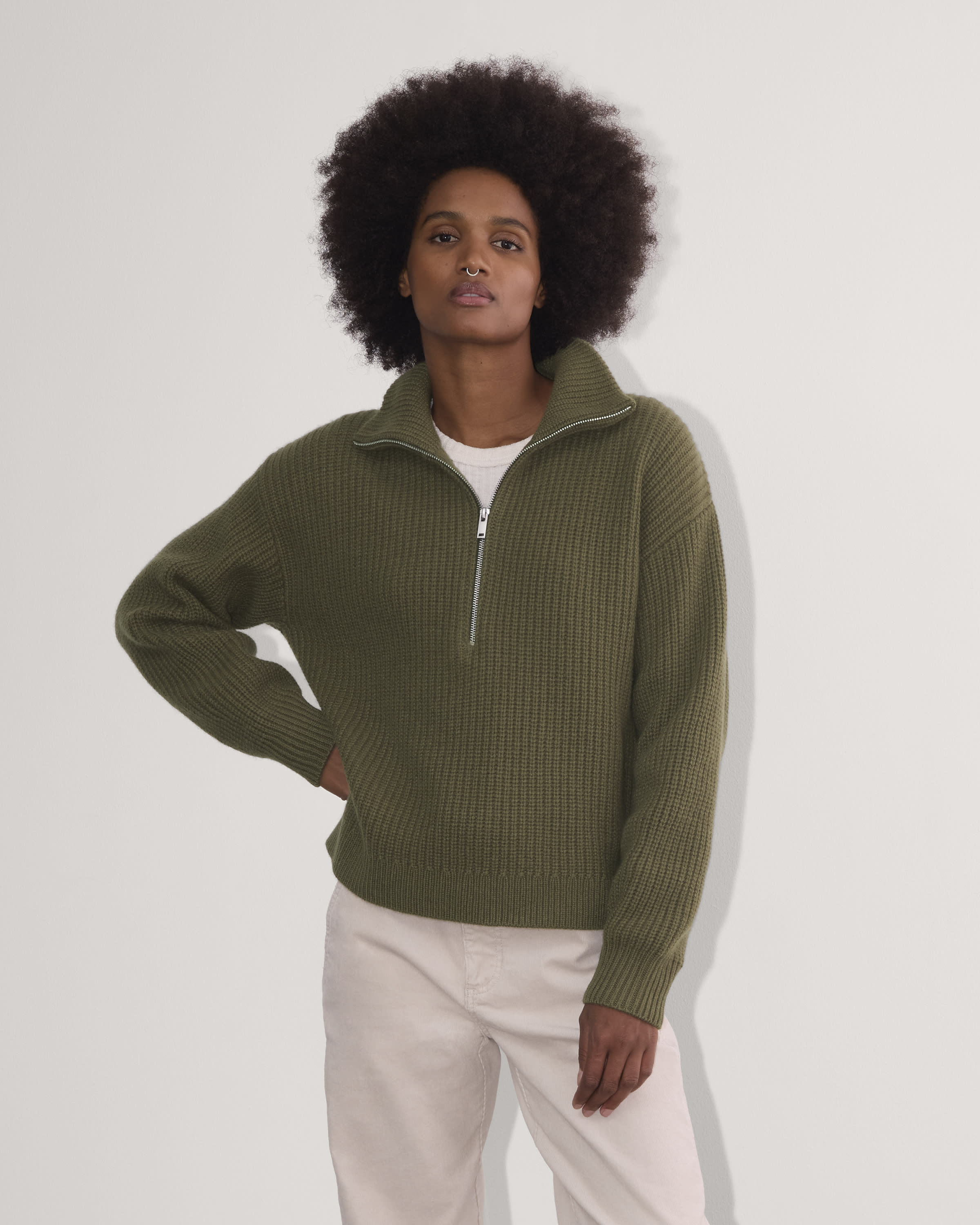 NWT Everlane shops Women's The Felted Merino Half-Zip Sweater size M