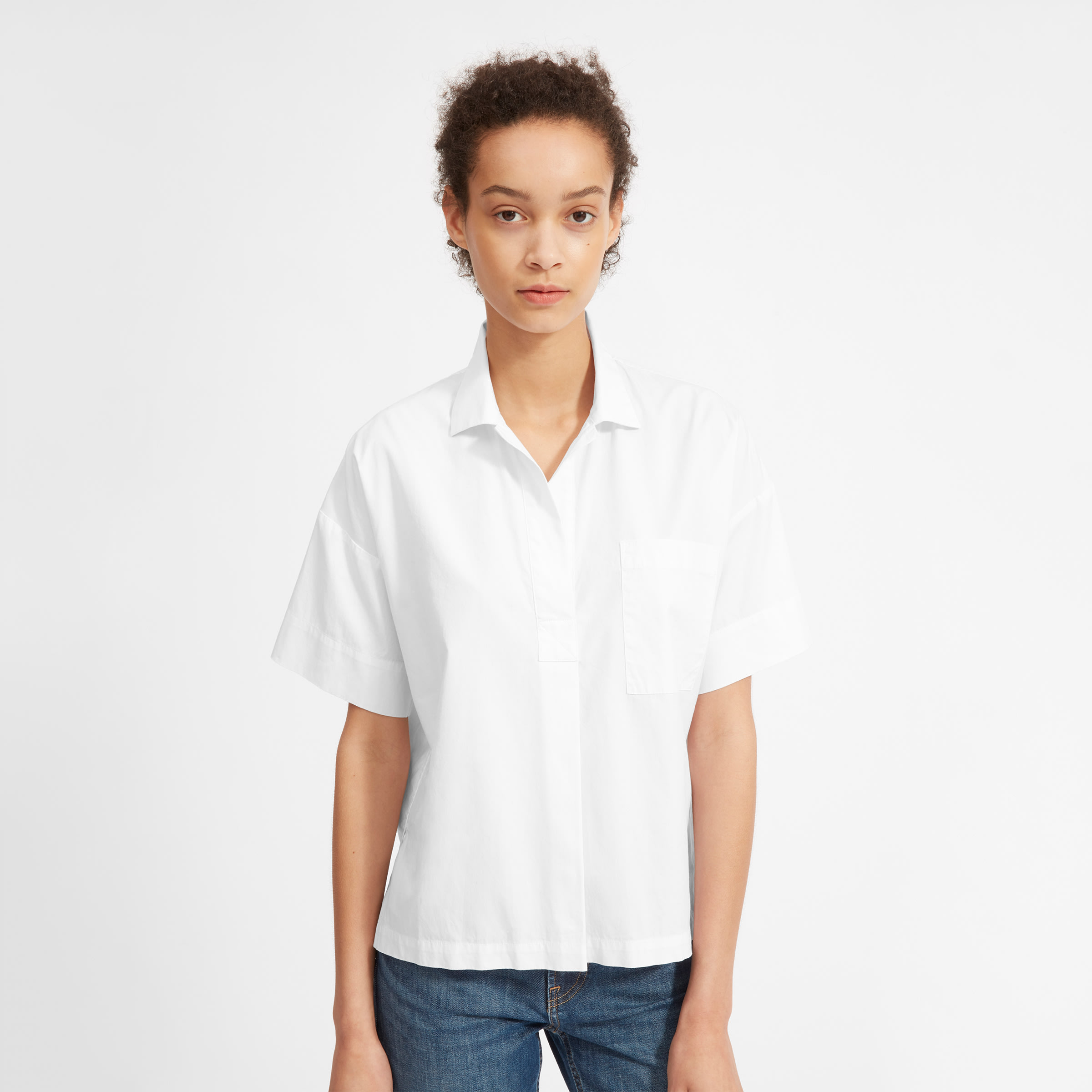 The Cotton Short-Sleeve Popover Shirt White – Everlane
