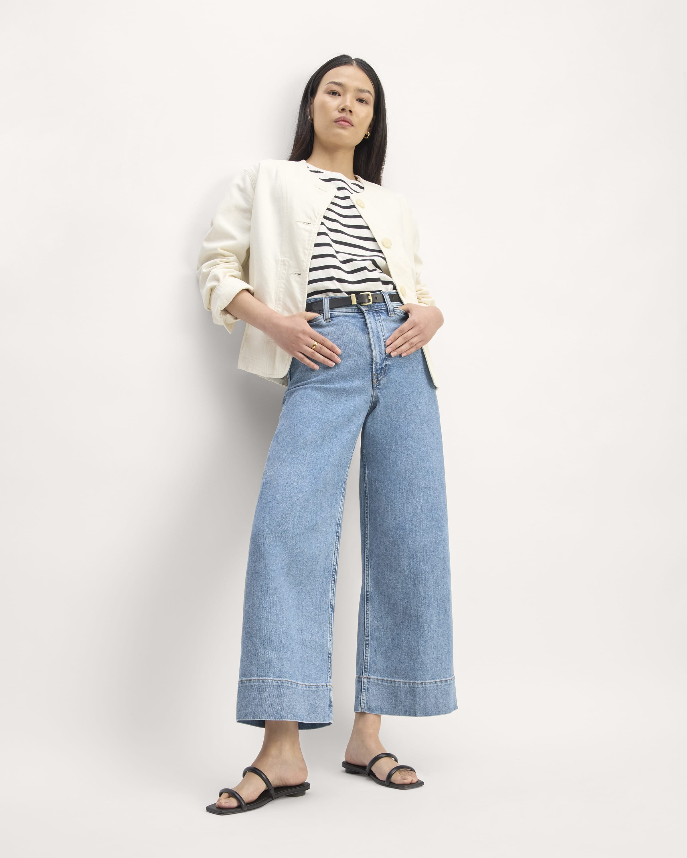 Everlane the straight leg crop jean in black Size 0 offers