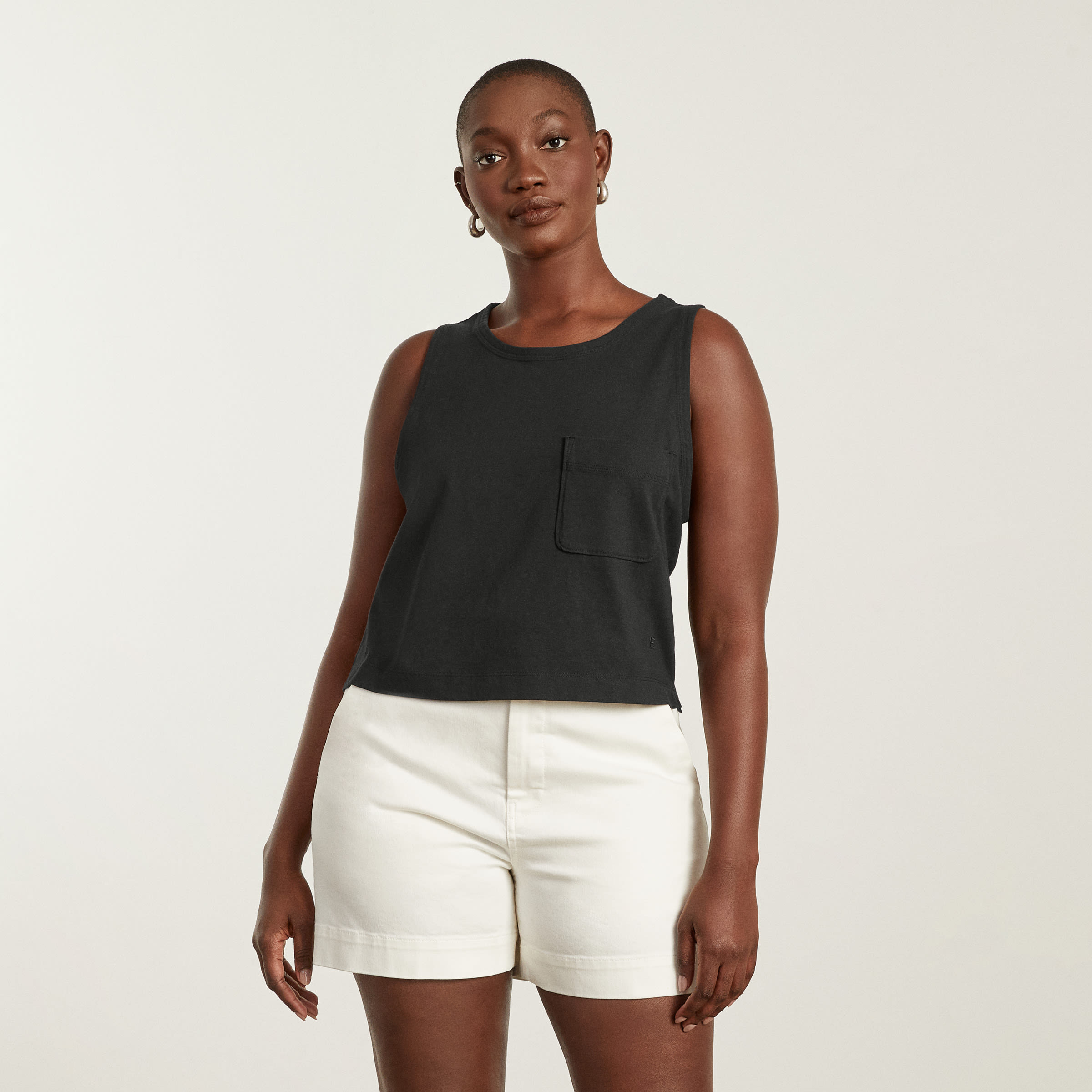 Everlane The Cropped Cami Tank Top Womens Size Small S Black
