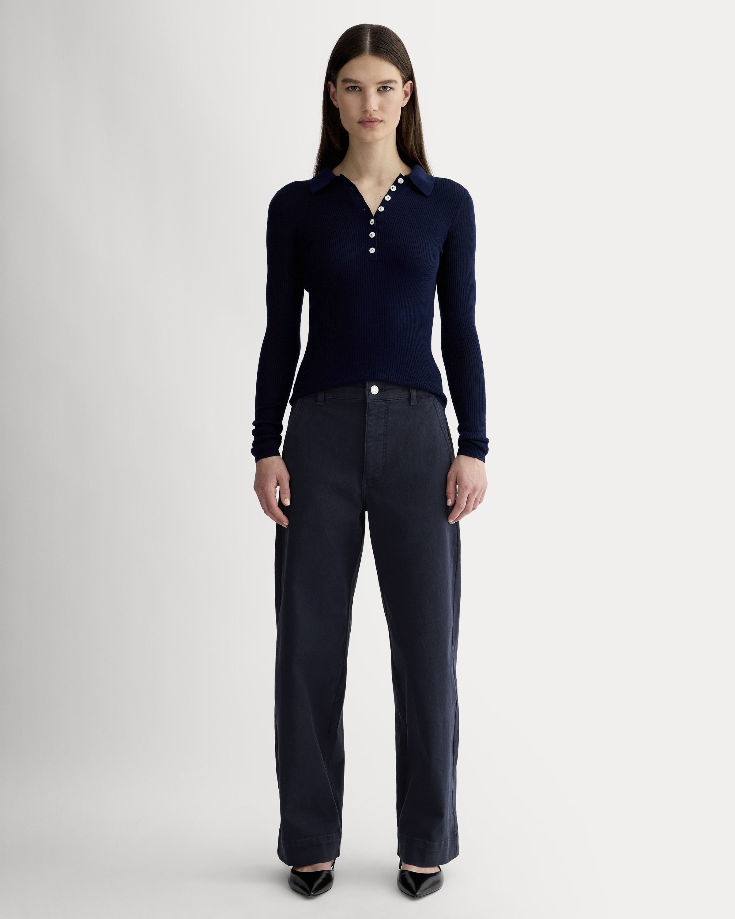 The Utility Wide-Leg Pant Navy – Everlane