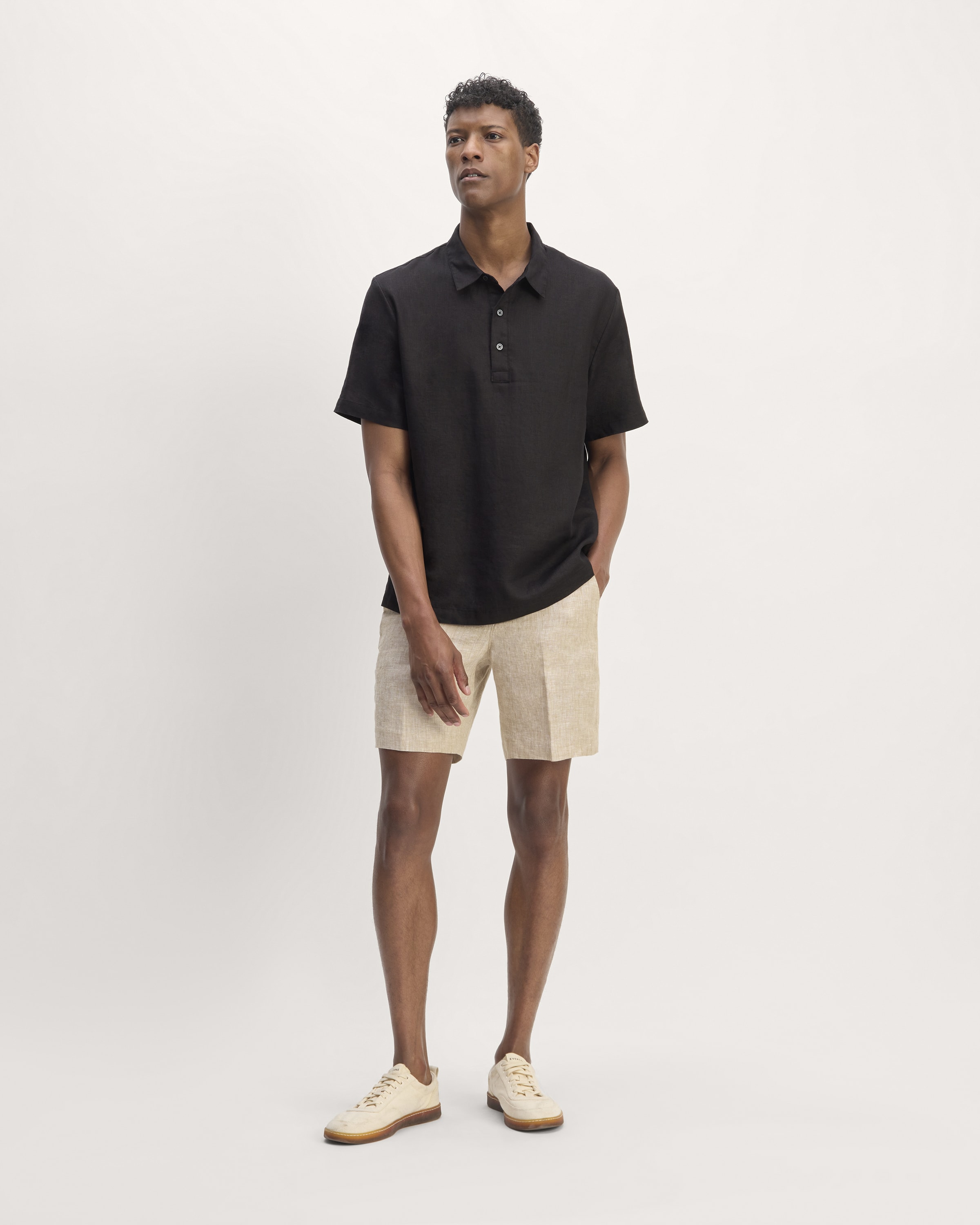 The Linen Short-Sleeve Popover Shirt Black – Everlane