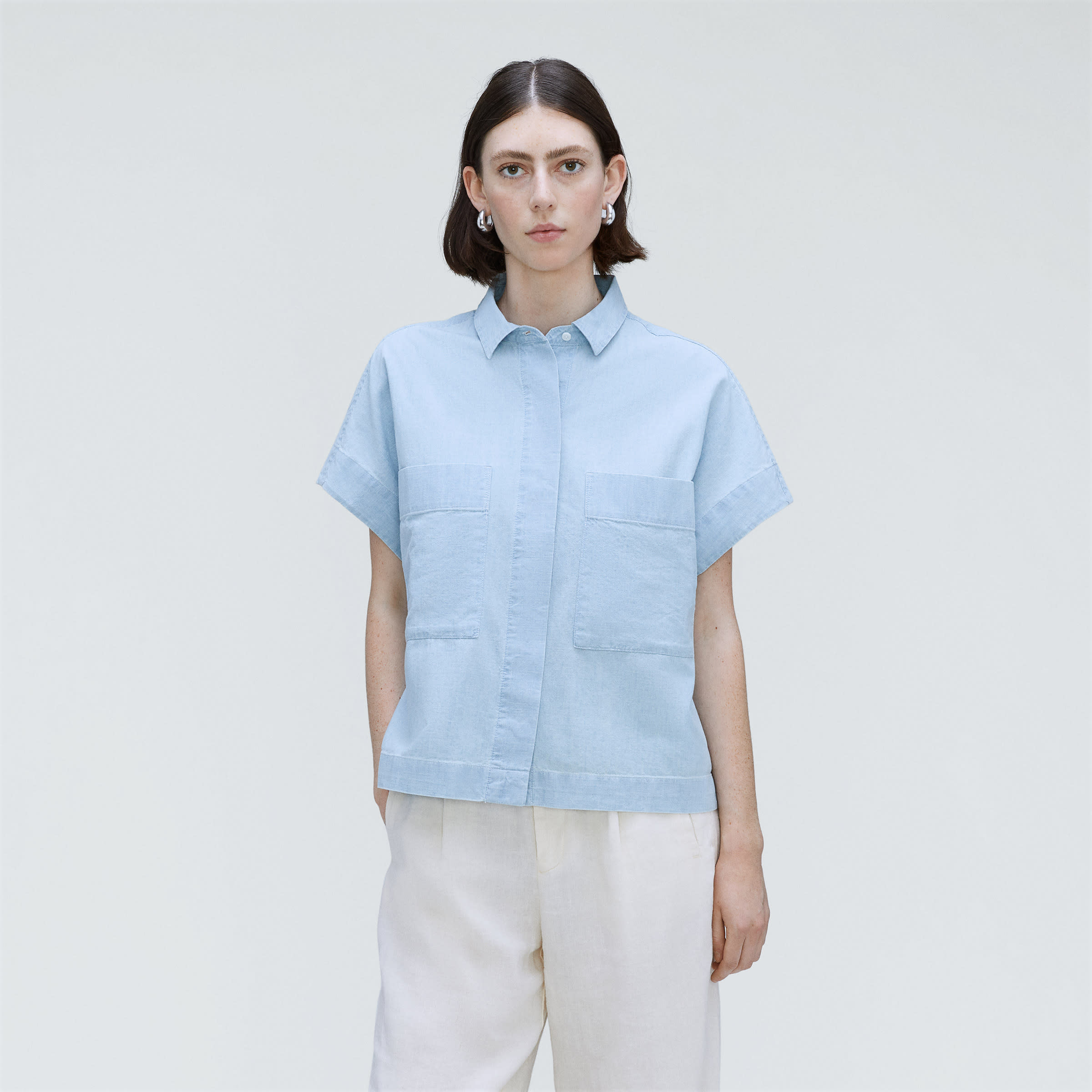 The ShortSleeve Box Shirt Icy Blue Everlane