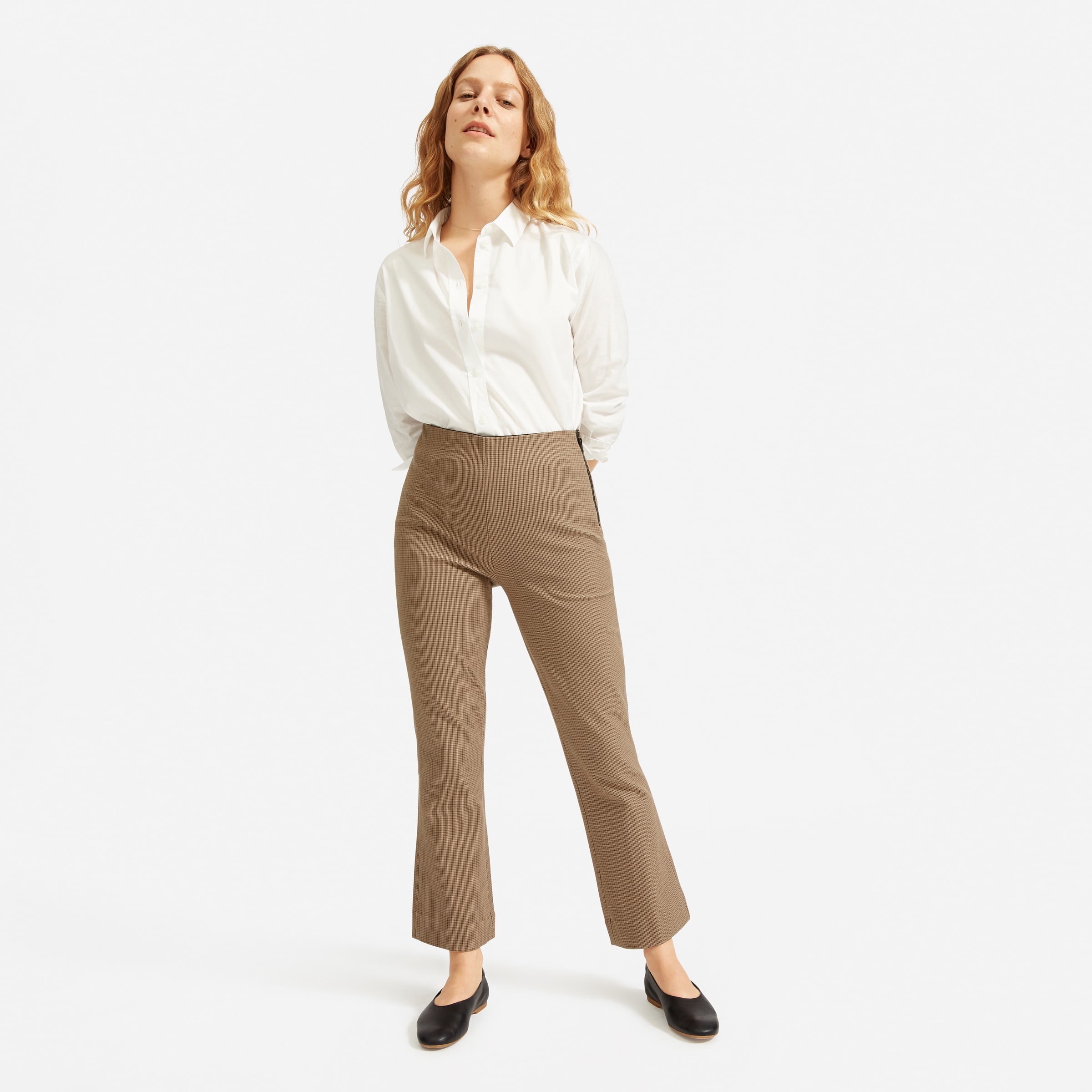 The Kick Crop Work Pant Cocoa Brown Houndstooth – Everlane