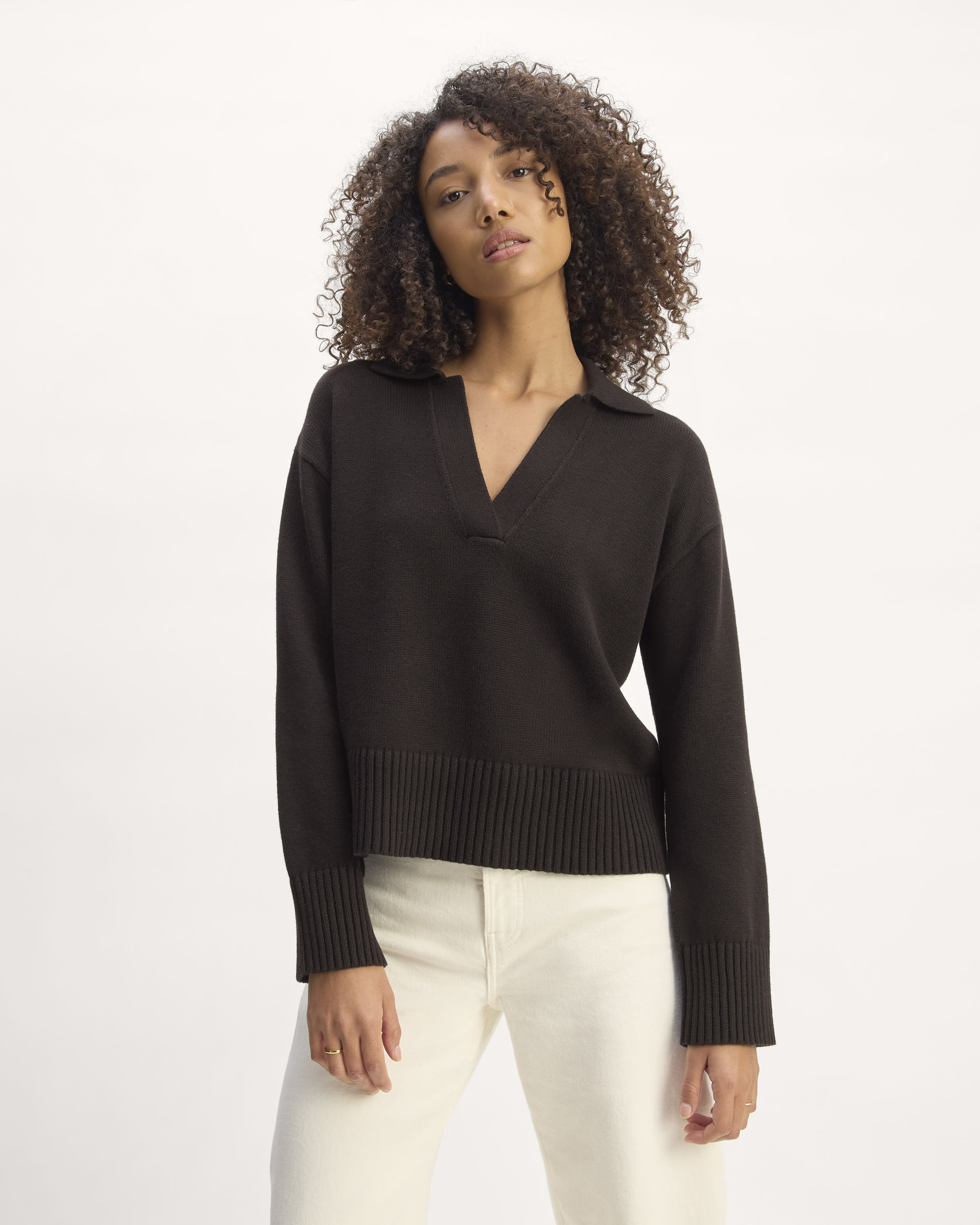 The Boxy Polo in Everyday Cotton Black – Everlane