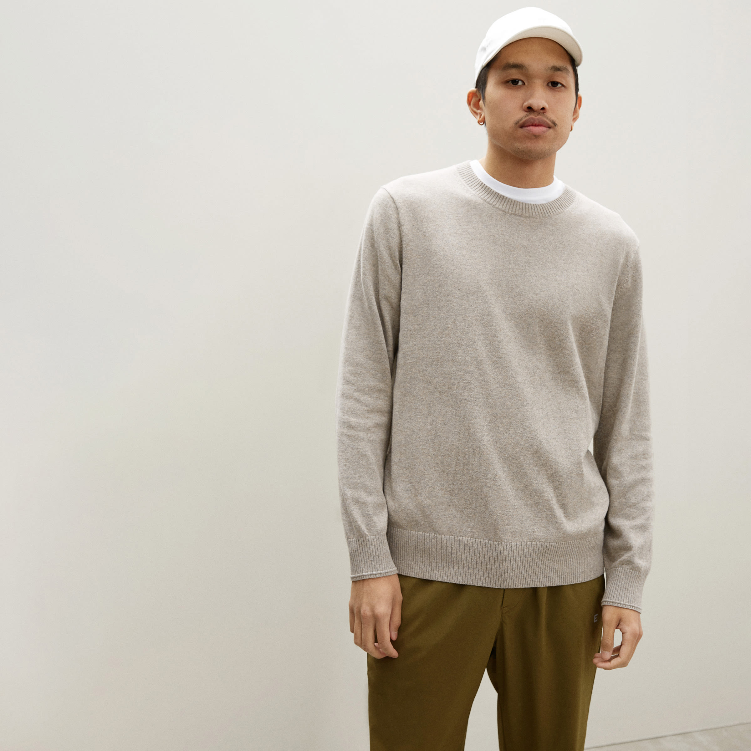 The No-Sweat Sweater | Uniform Heathered Khaki – Everlane