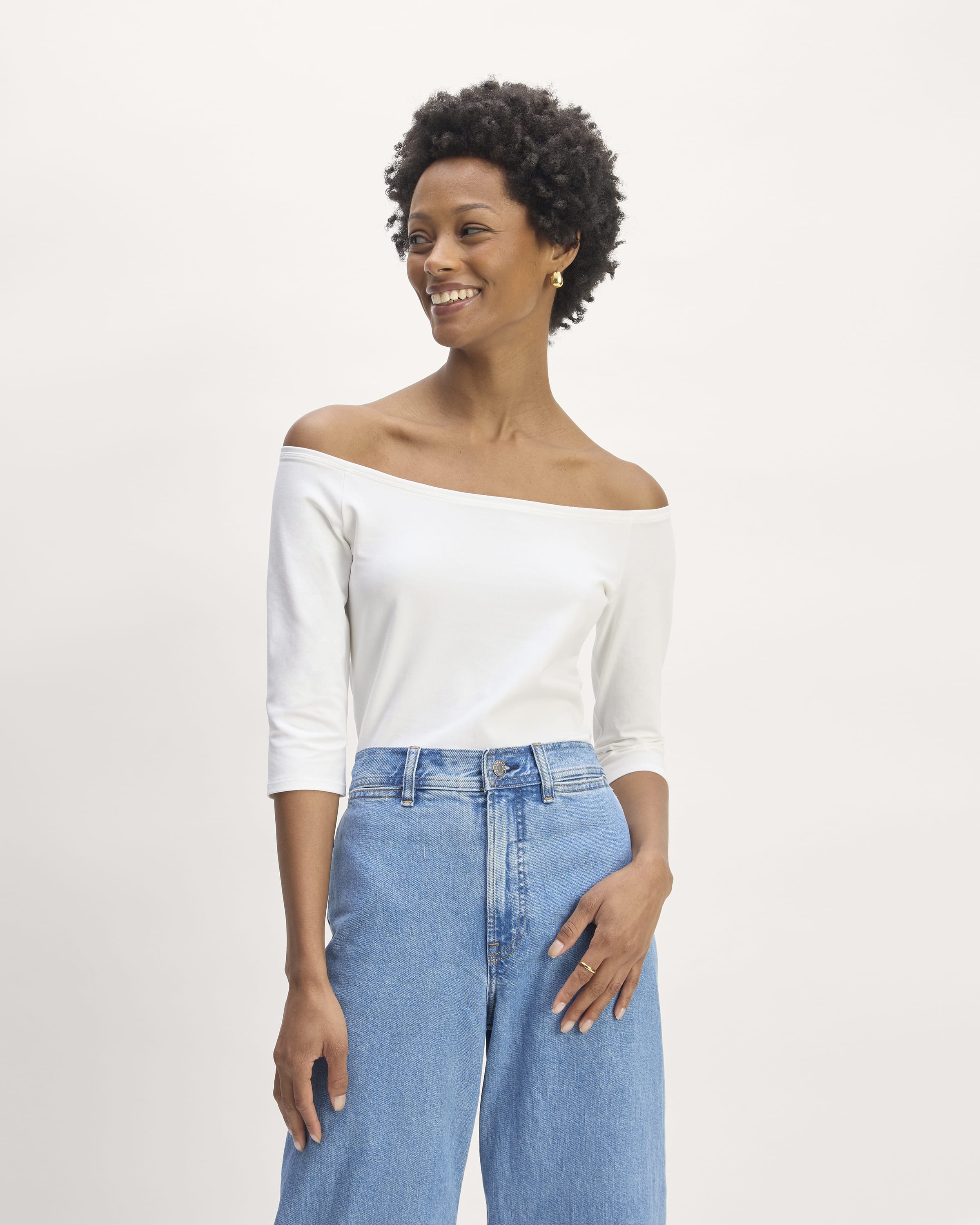 The Form Off-Shoulder Top White – Everlane