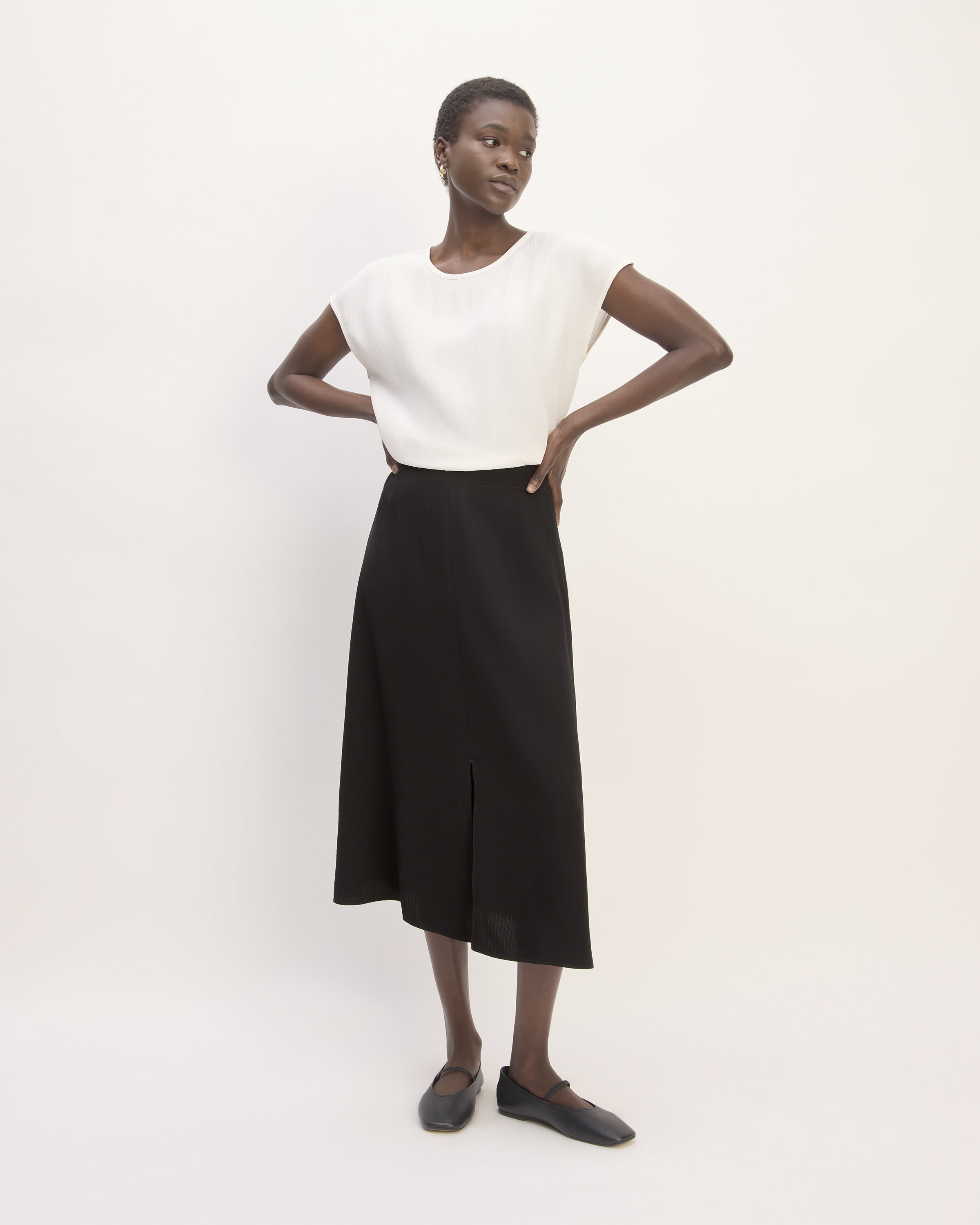 The Mini Jacquard Stripe Slip Skirt Black – Everlane