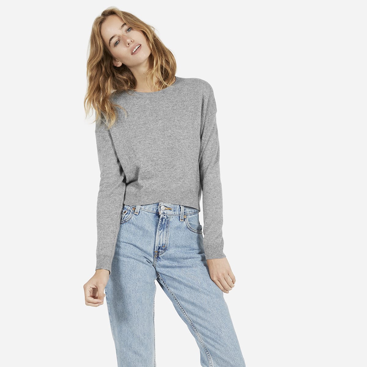 The Cashmere Cropped Crew Grey – Everlane