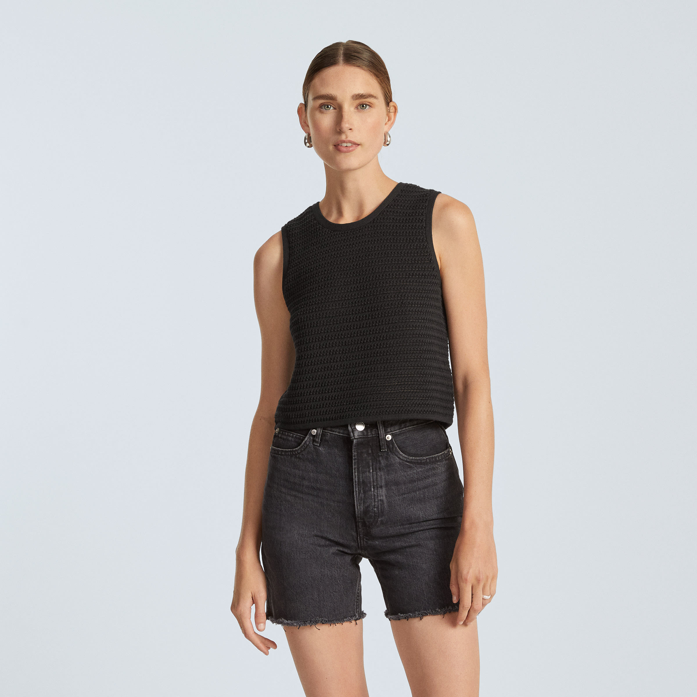 The Crochet Knit Cami Black Everlane