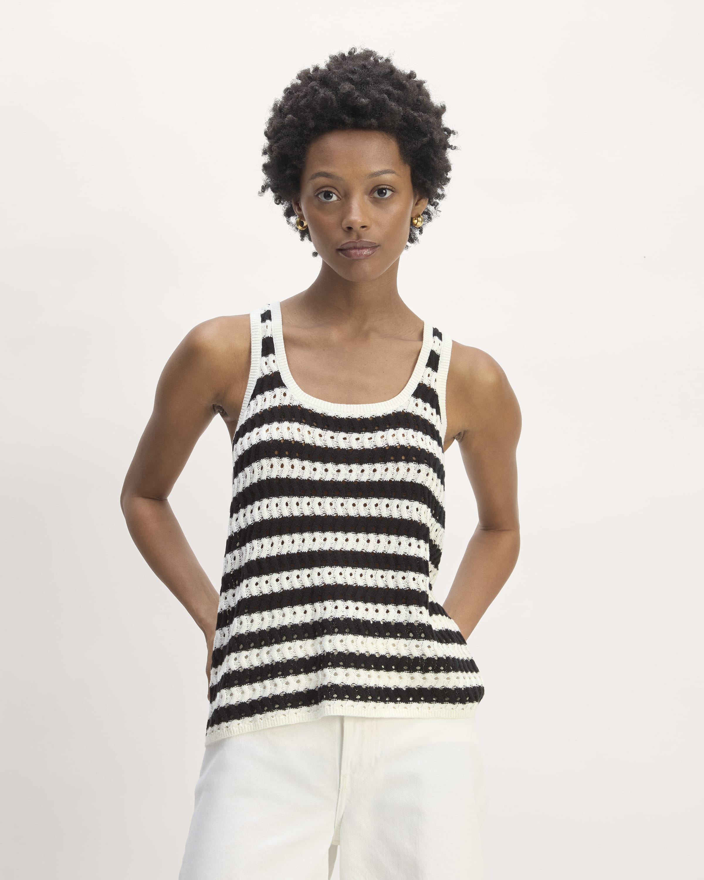 The Crochet Knit Tank Bone / Black Everlane