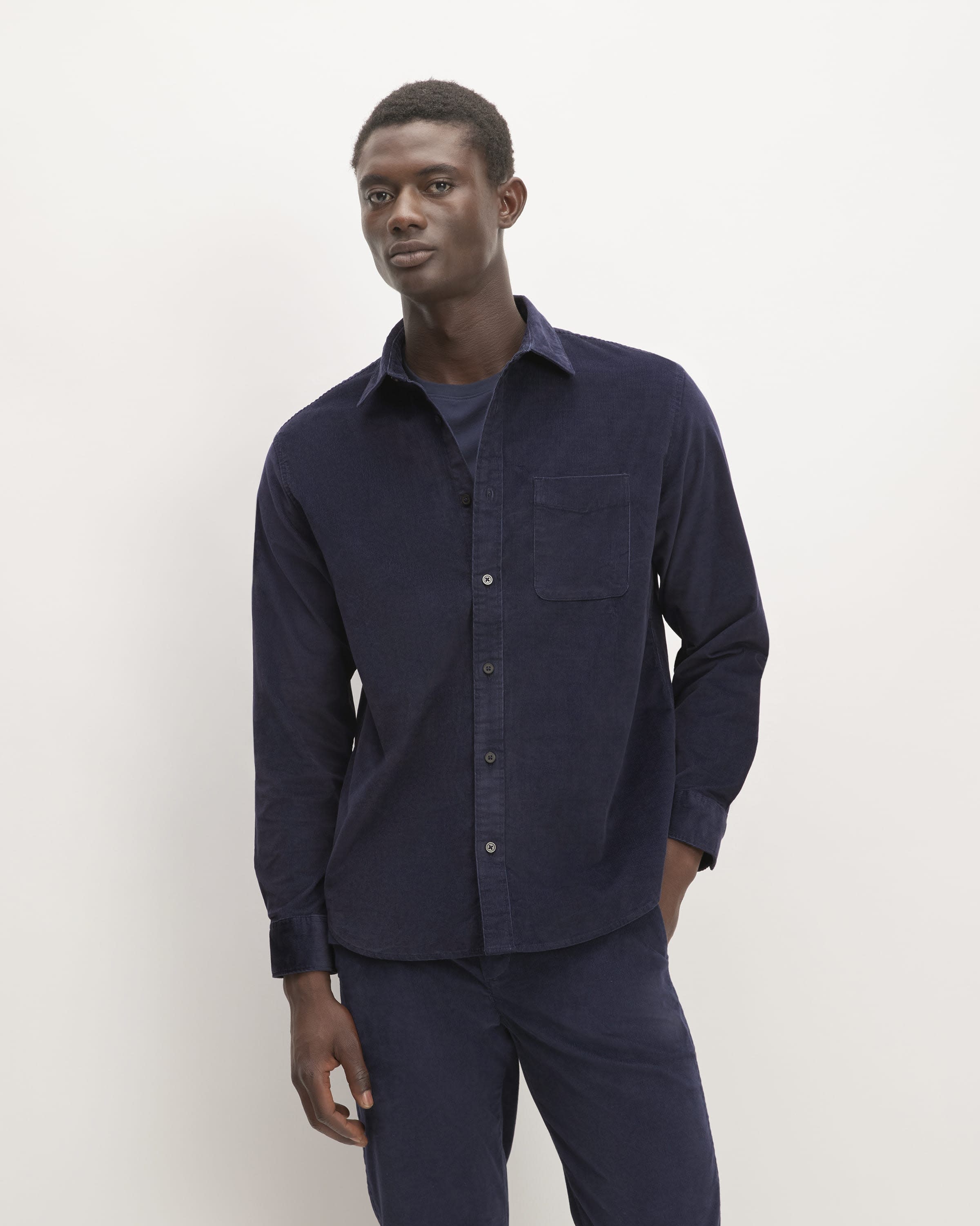 The Relaxed Corduroy Shirt Navy – Everlane