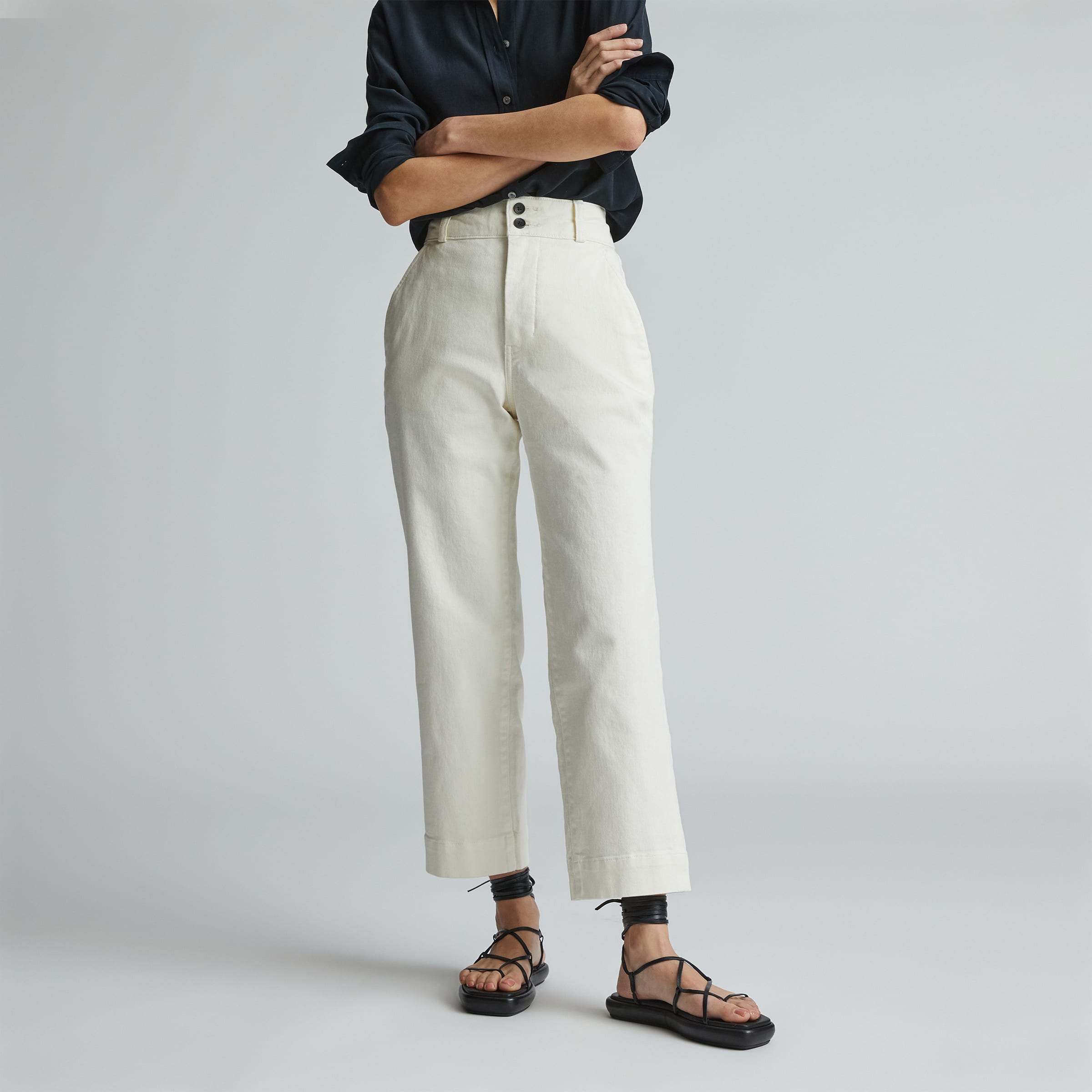 Everlane The Wide Leg Structure Pant White Size 2 NWOT